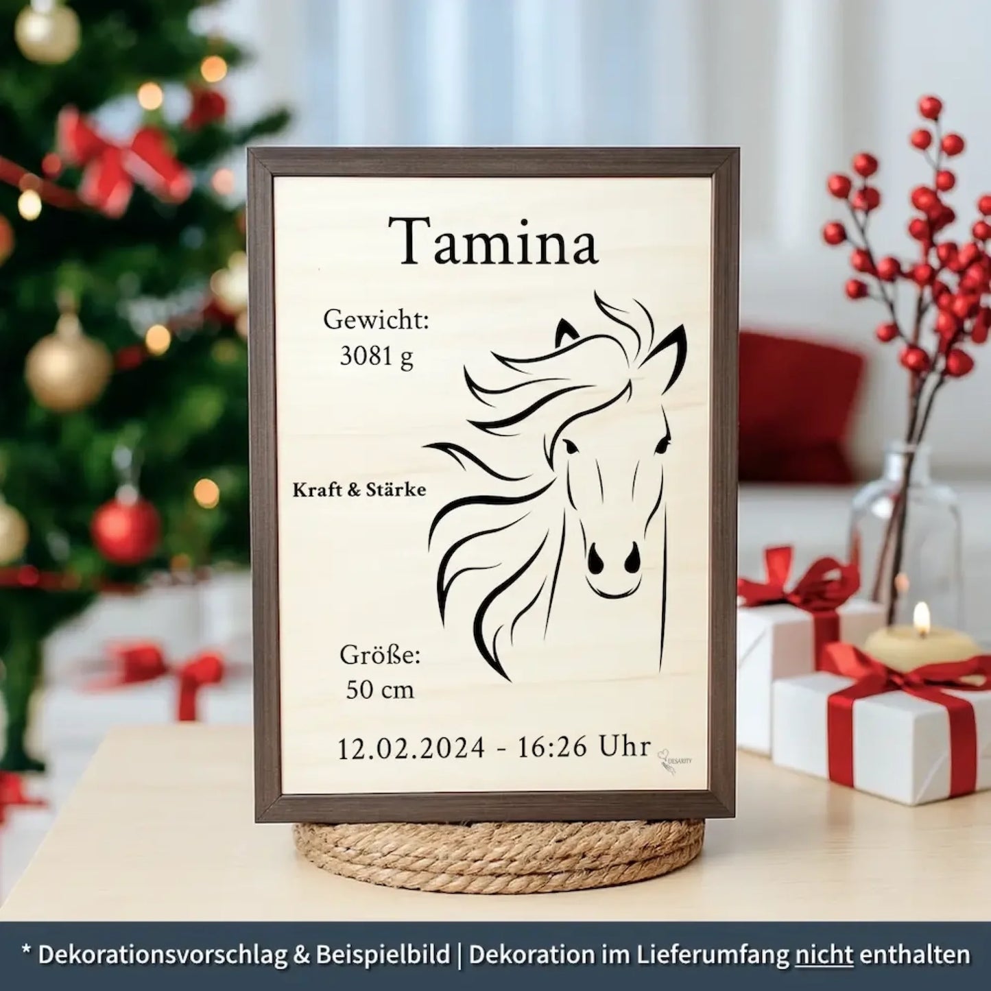 personalisierte Geburtstafel Holz - personalisiertes Weihnachtsgeschenk für Babys