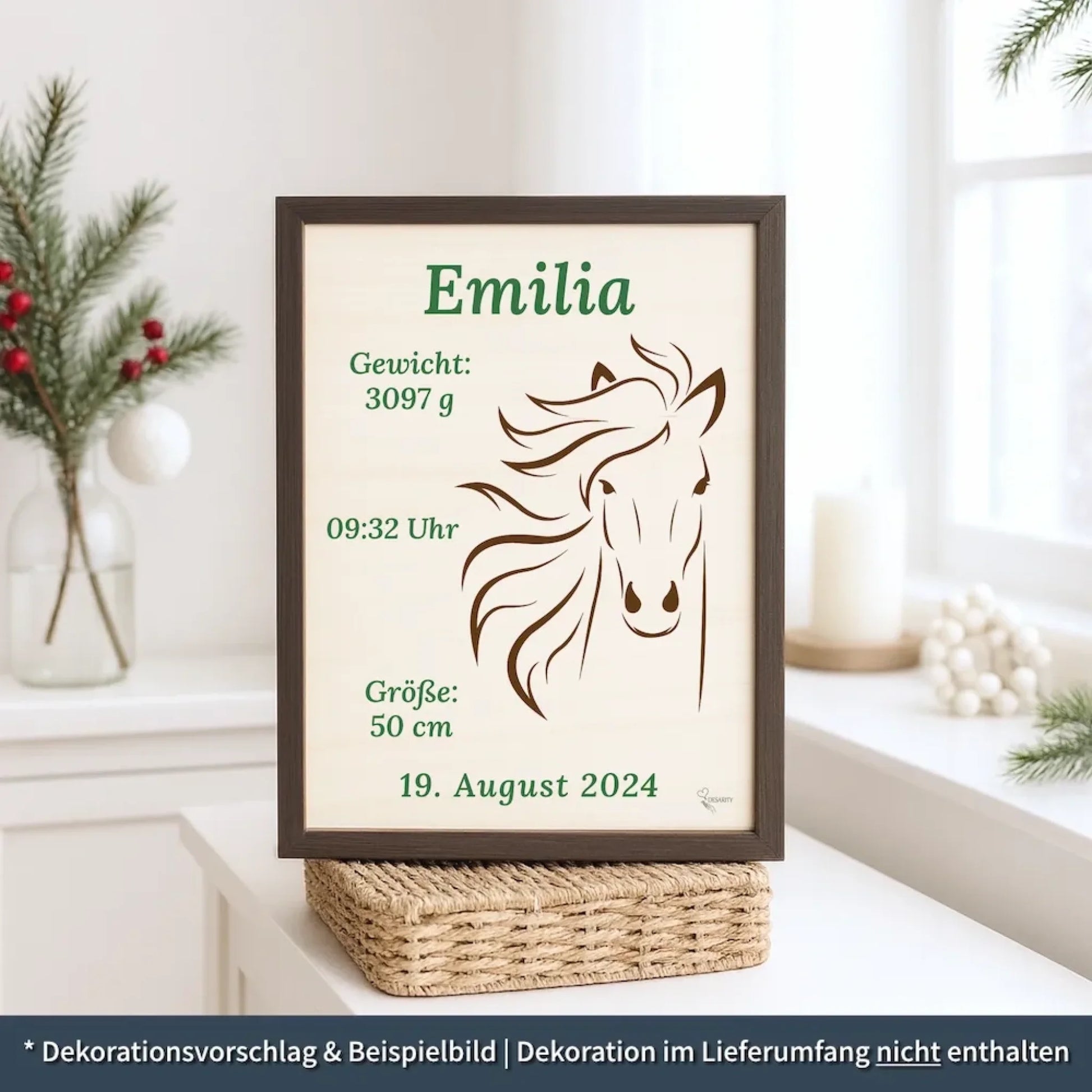 personalisierte Geburtstafel Holz - personalisiertes Weihnachtsgeschenk für Babys