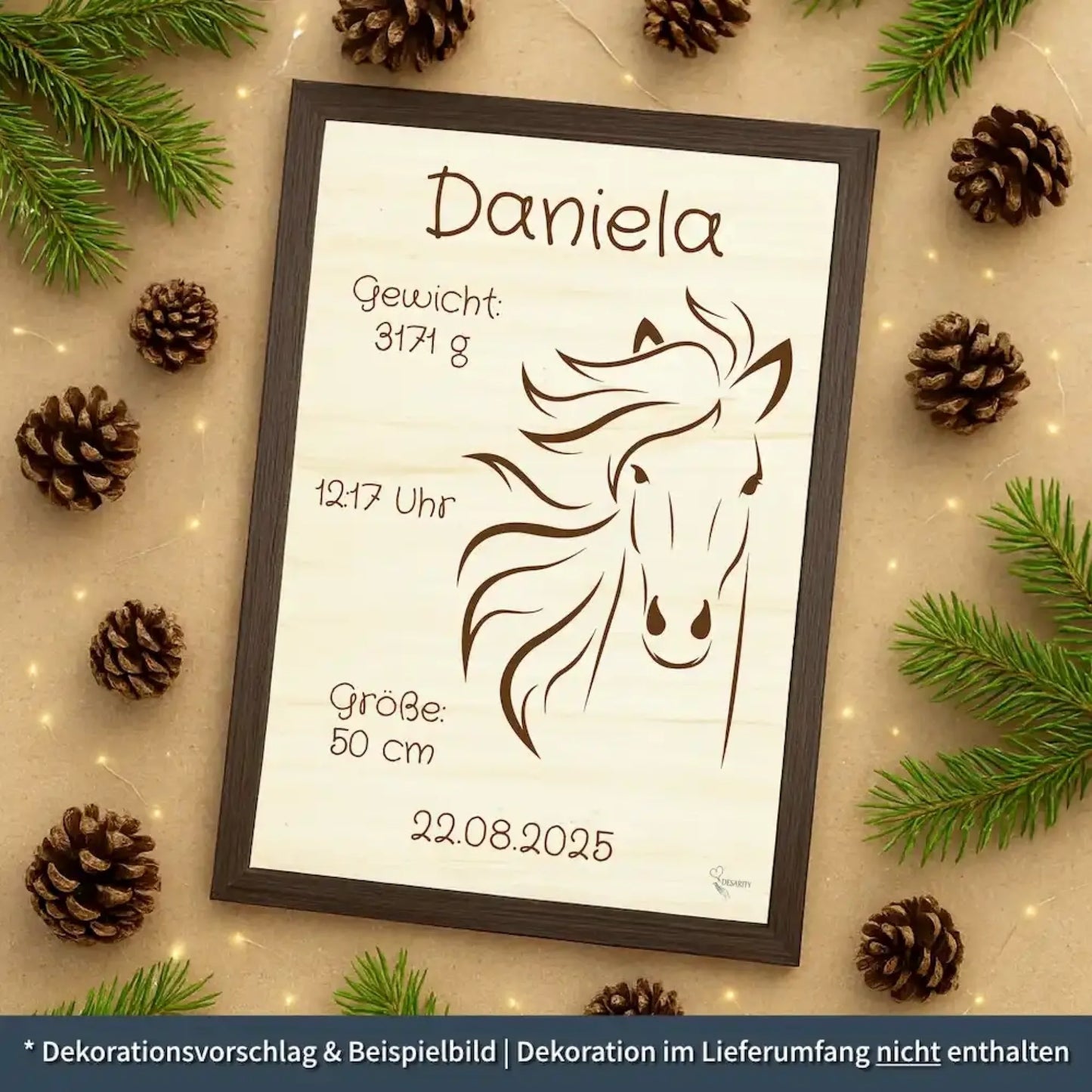 personalisierte Geburtstafel Holz - personalisiertes Weihnachtsgeschenk für Babys