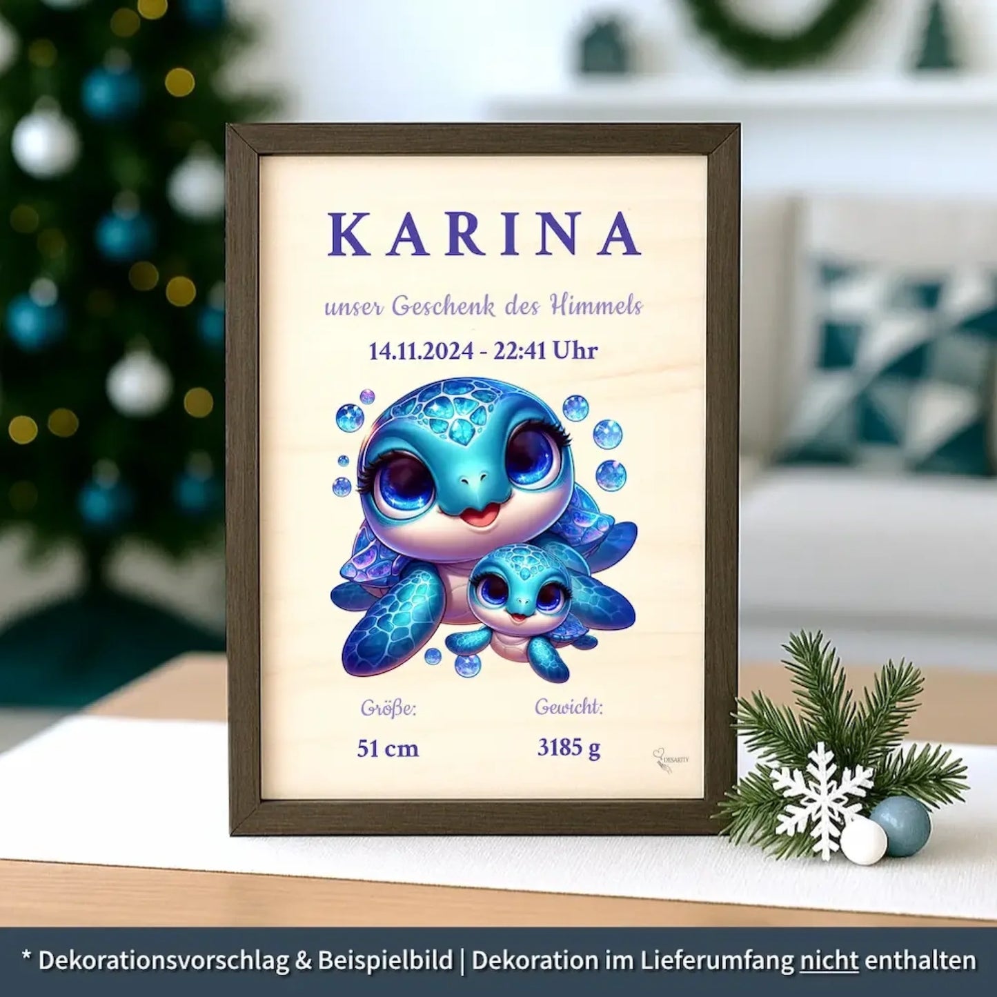 personalisierte Geburtstafel Holz - personalisiertes Weihnachtsgeschenk für Babys