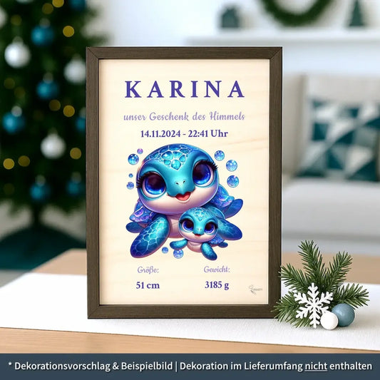 personalisierte Geburtstafel Holz - personalisiertes Weihnachtsgeschenk für Babys