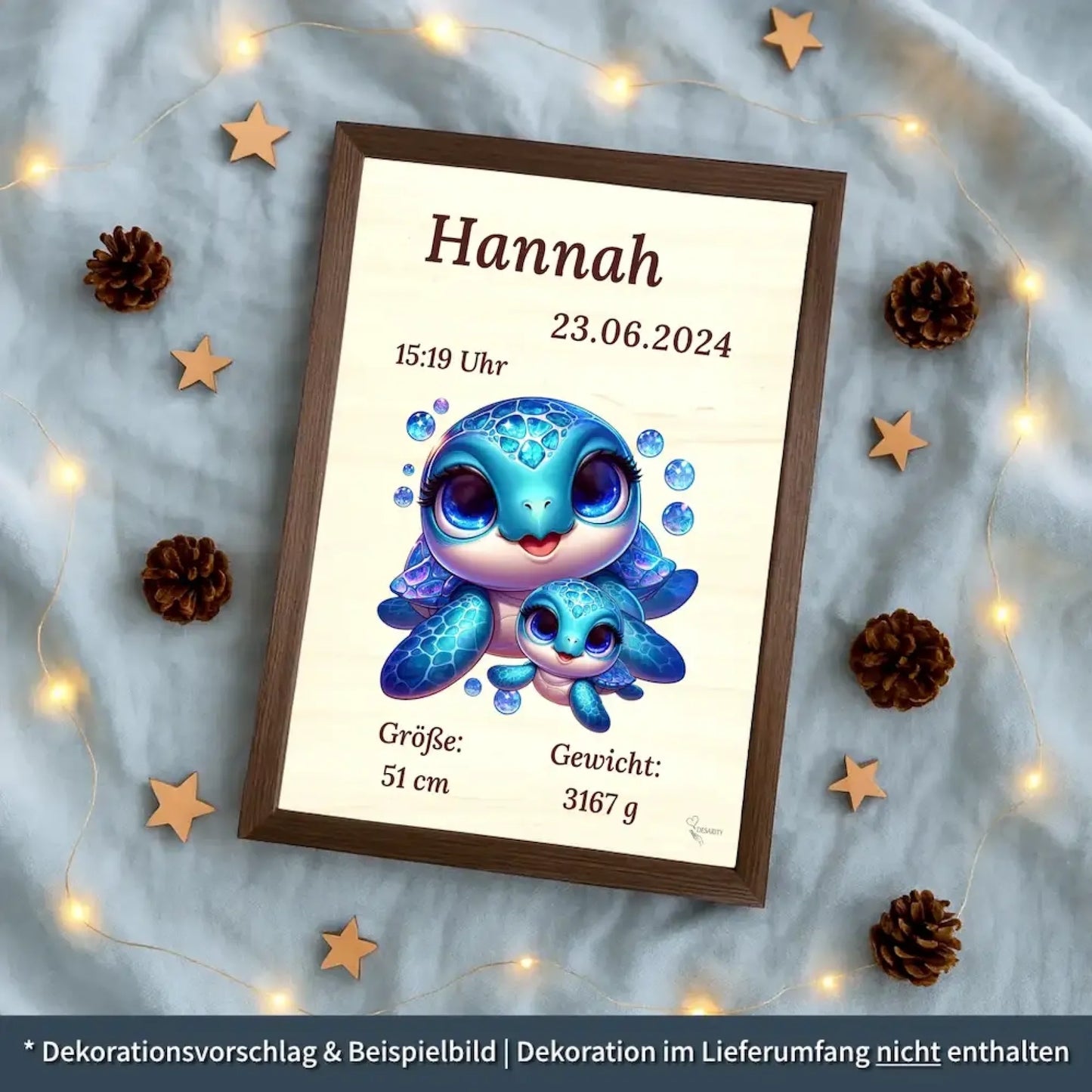 personalisierte Geburtstafel Holz - personalisiertes Weihnachtsgeschenk für Babys