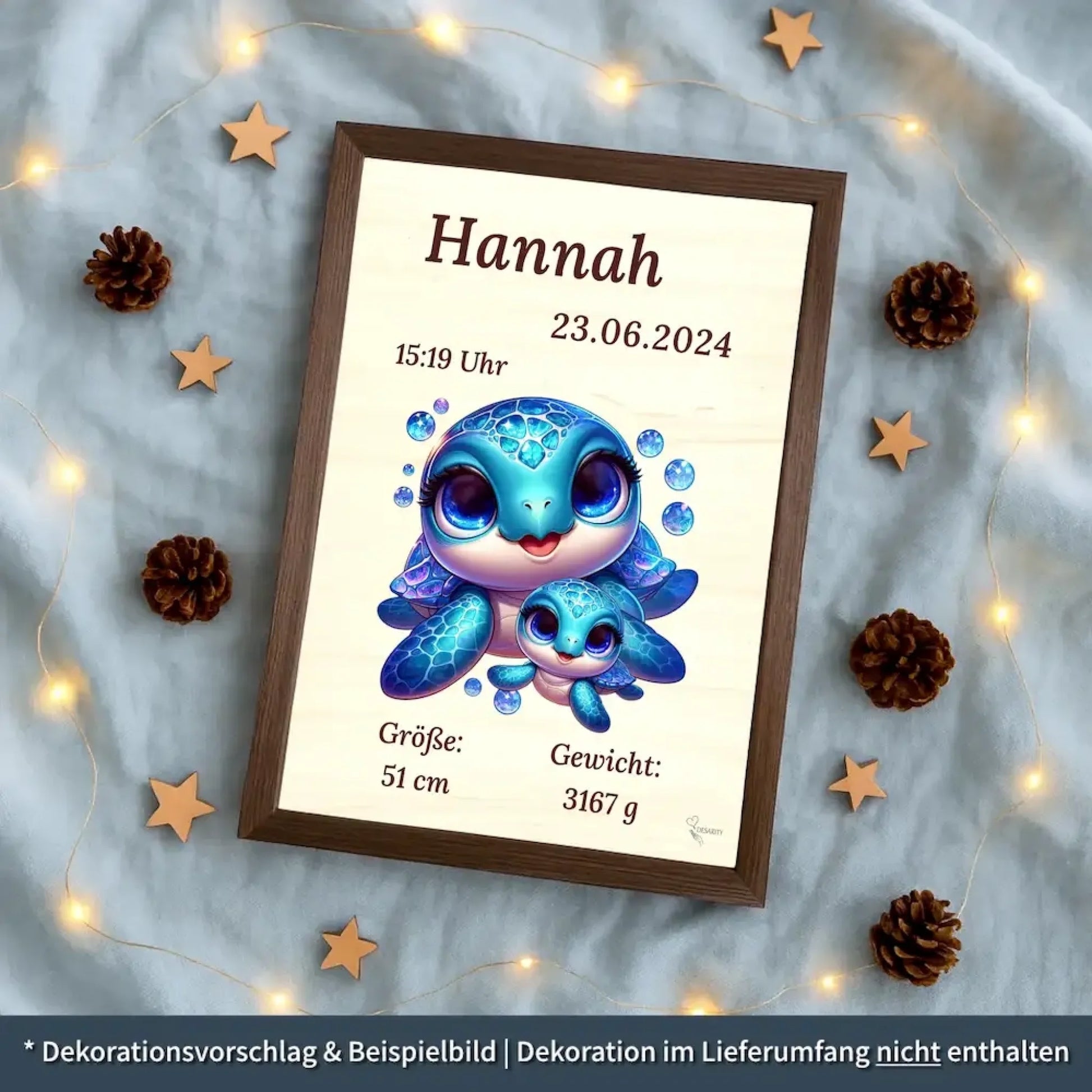 personalisierte Geburtstafel Holz - personalisiertes Weihnachtsgeschenk für Babys