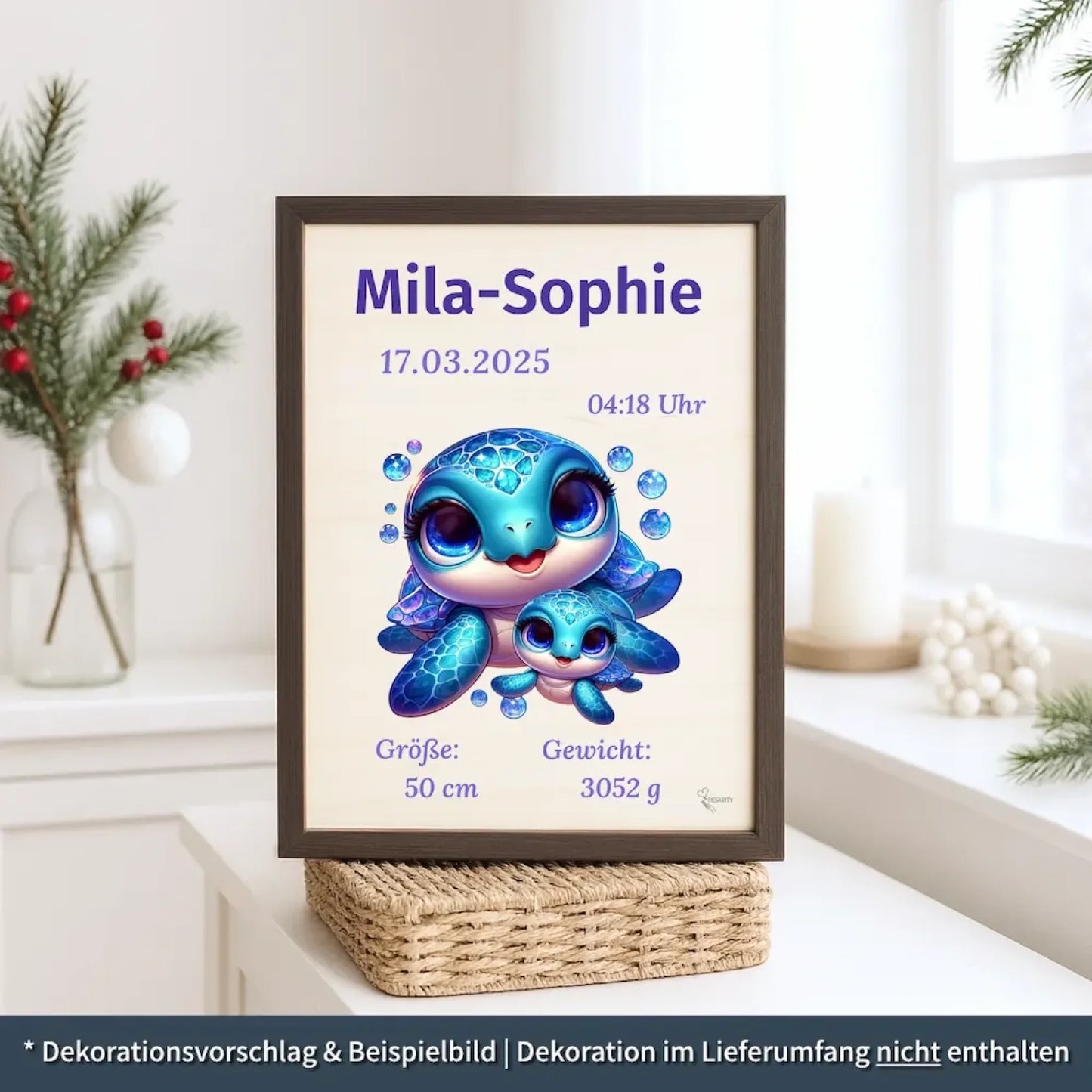 personalisierte Geburtstafel Holz - personalisiertes Weihnachtsgeschenk für Babys