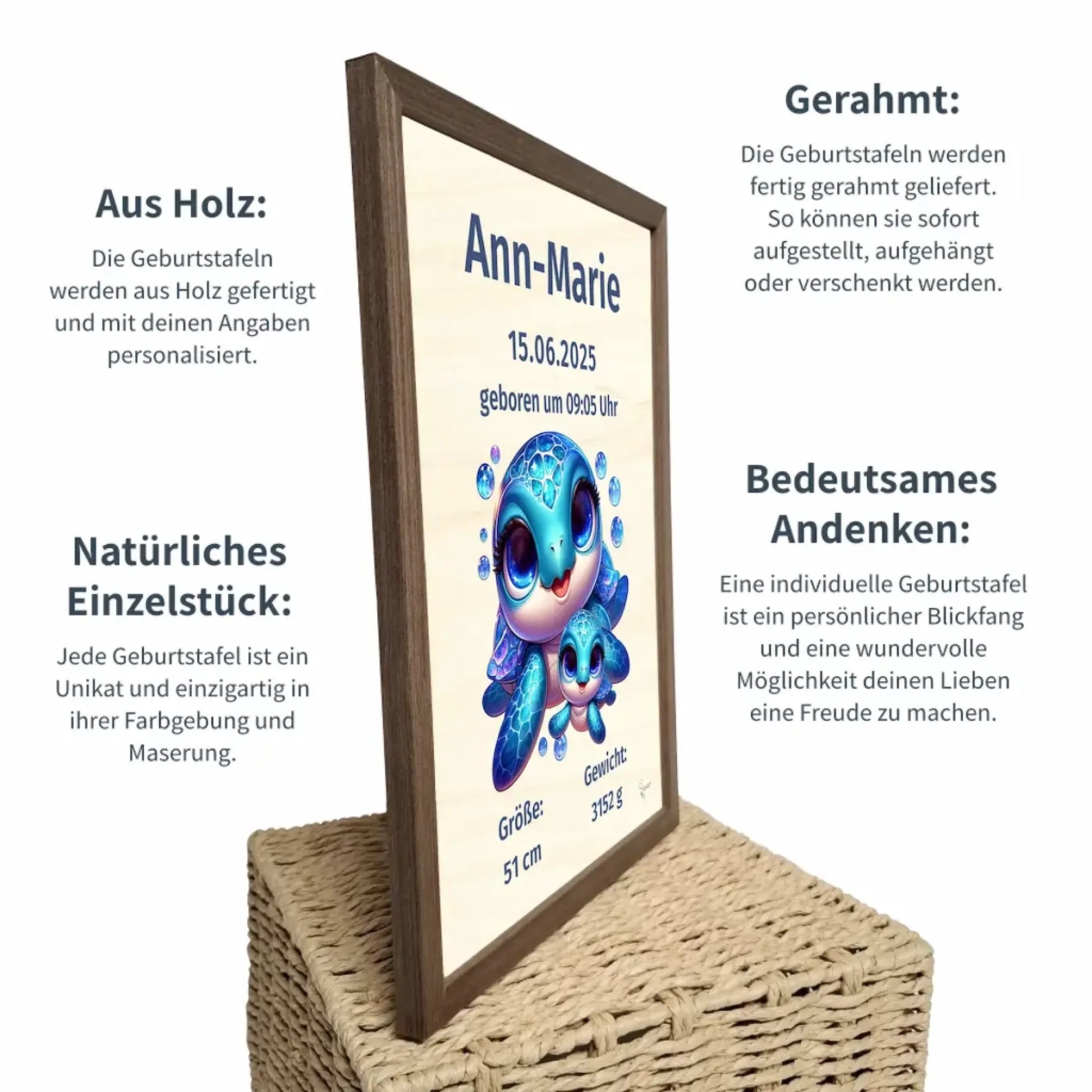 personalisierte Geburtstafel Holz