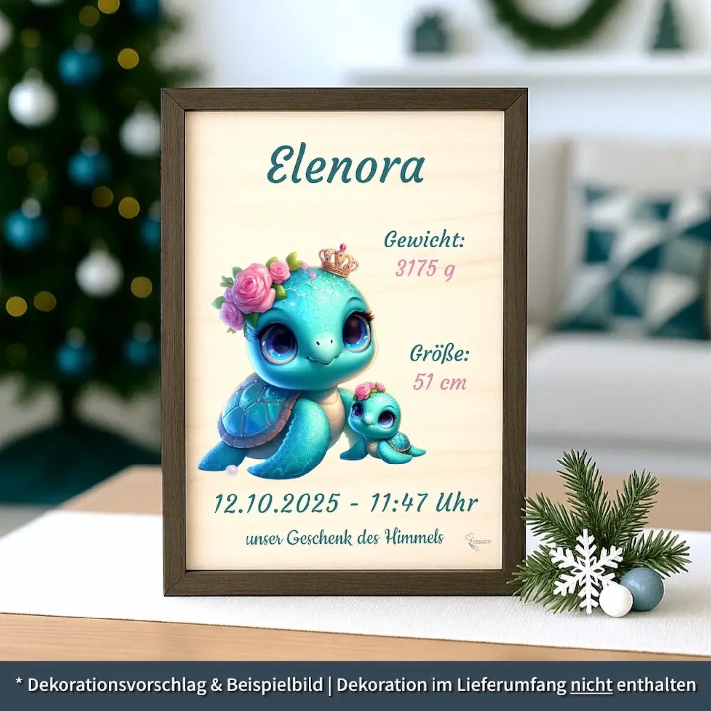 personalisierte Geburtstafel Holz - personalisiertes Weihnachtsgeschenk für Babys