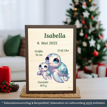 personalisierte Geburtstafel Holz - personalisiertes Weihnachtsgeschenk für Babys