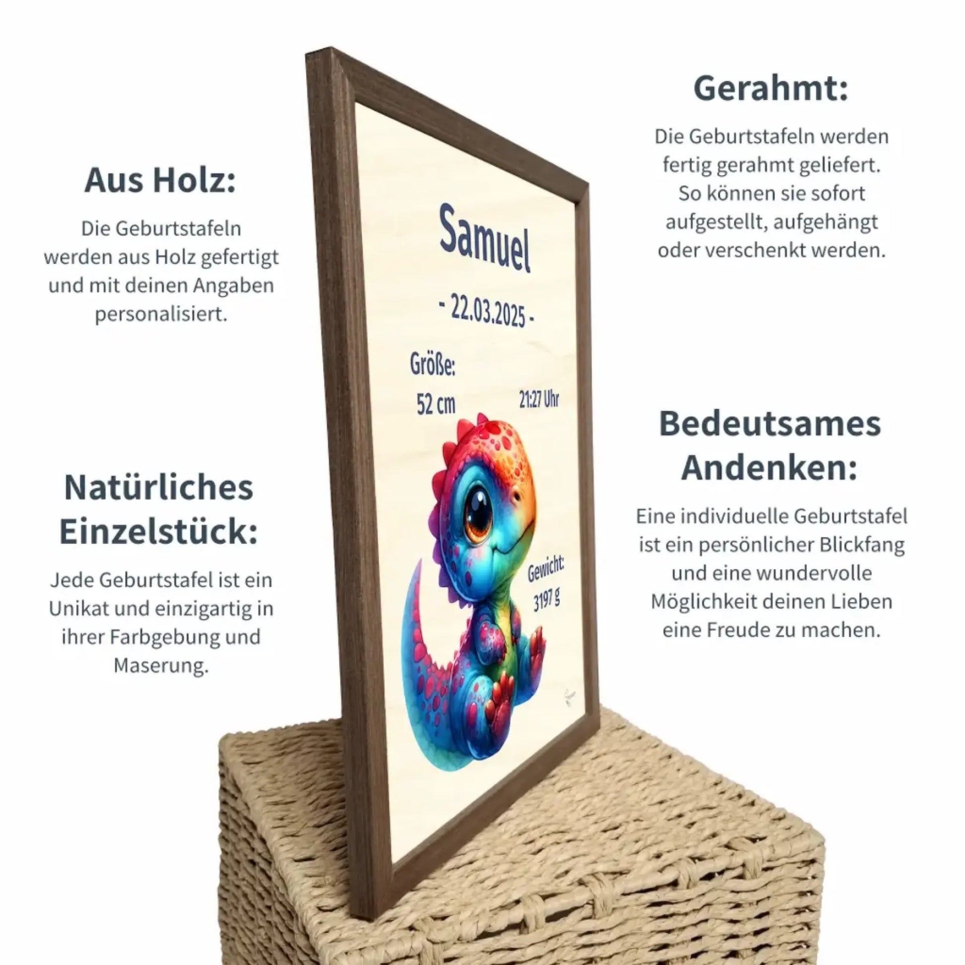 personalisierte Geburtstafel Holz