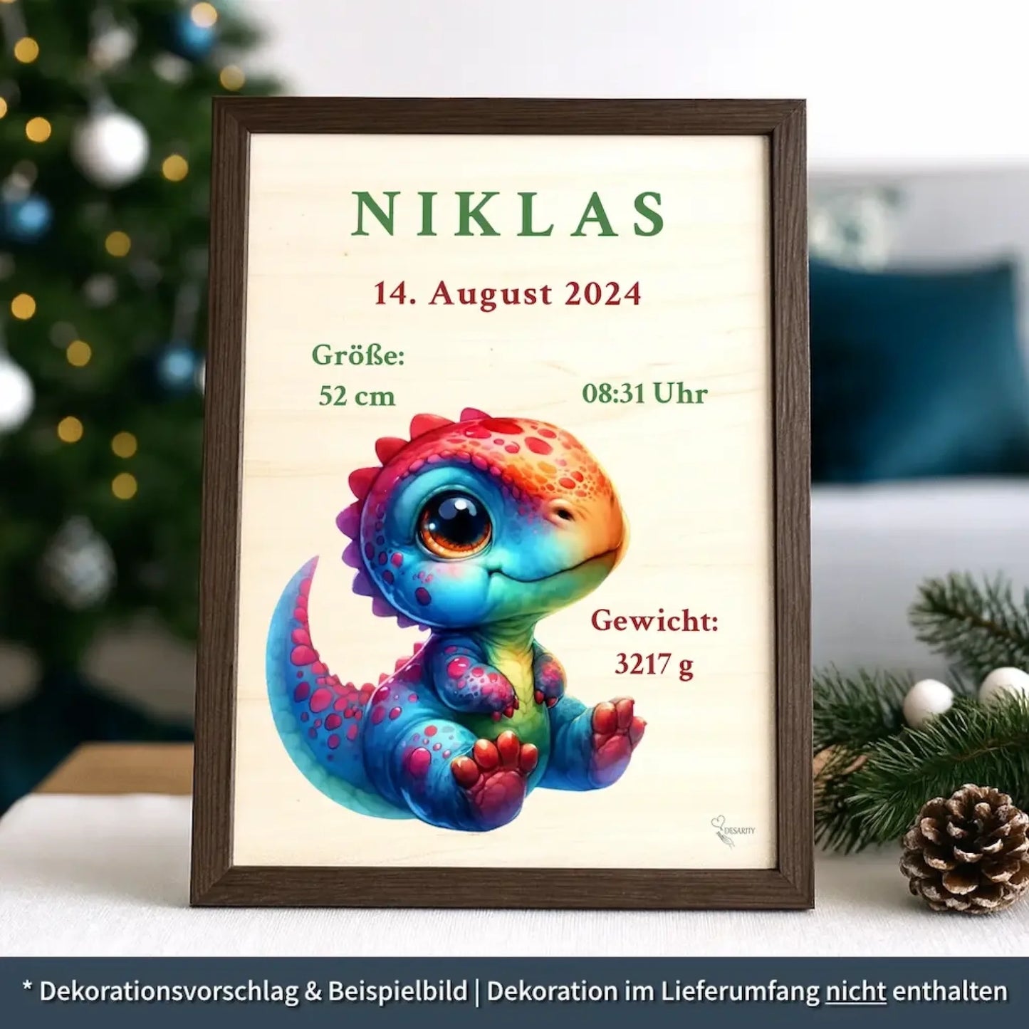 personalisierte Geburtstafel Holz - personalisiertes Weihnachtsgeschenk für Babys