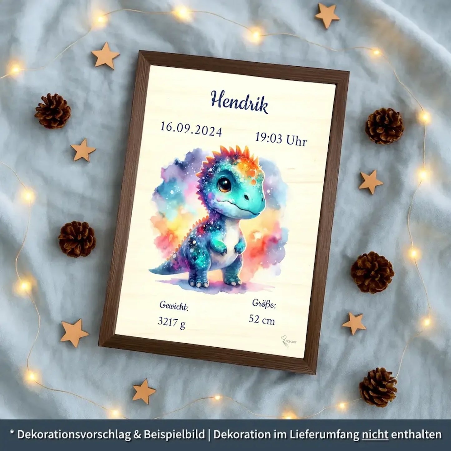 personalisierte Geburtstafel Holz - personalisiertes Weihnachtsgeschenk für Babys