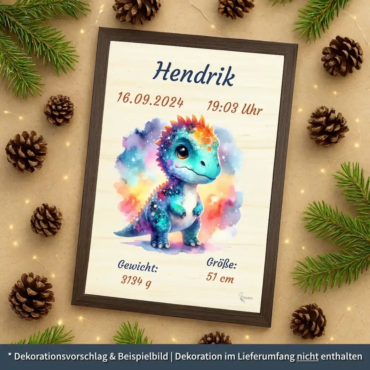 personalisierte Geburtstafel Holz - personalisiertes Weihnachtsgeschenk für Babys