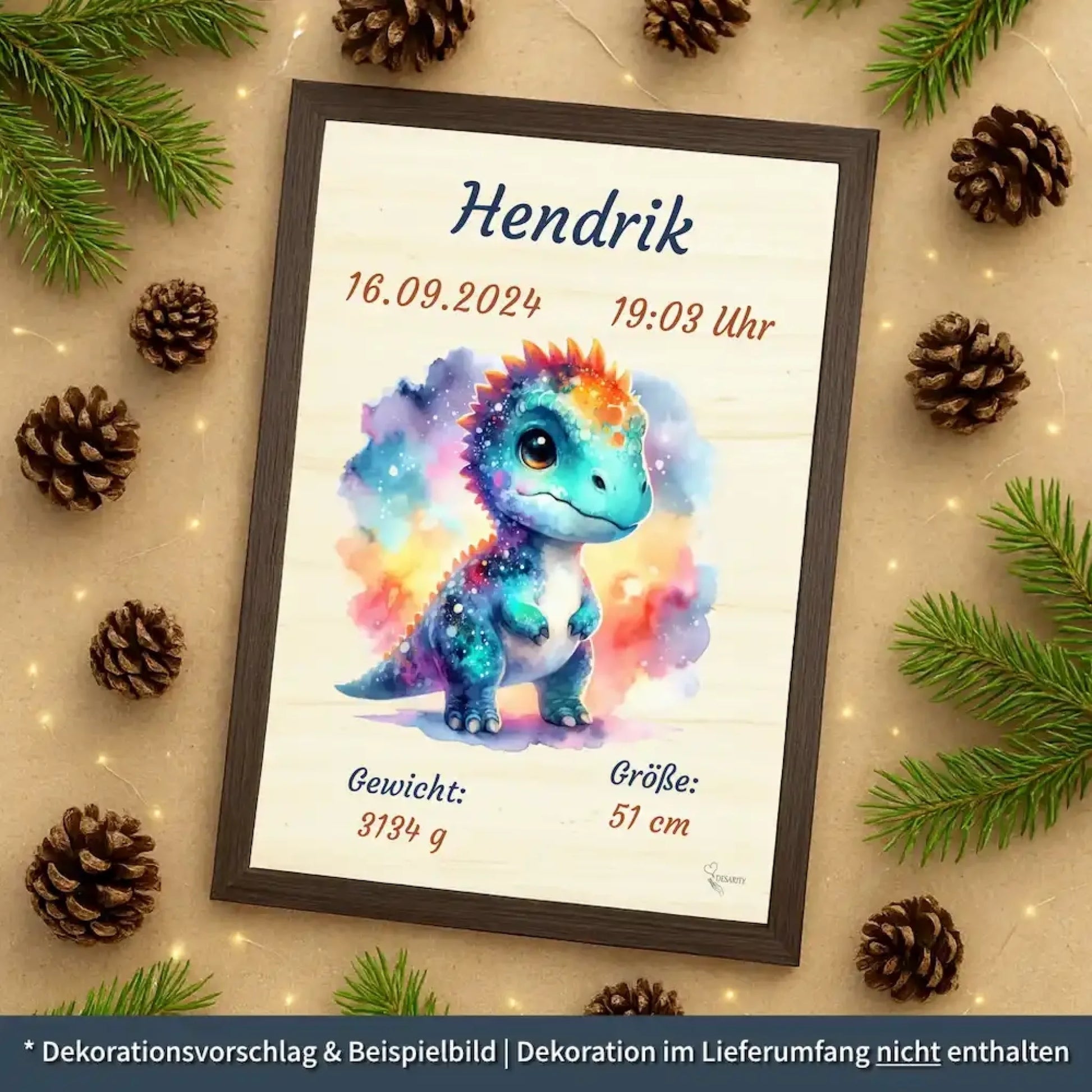 personalisierte Geburtstafel Holz - personalisiertes Weihnachtsgeschenk für Babys