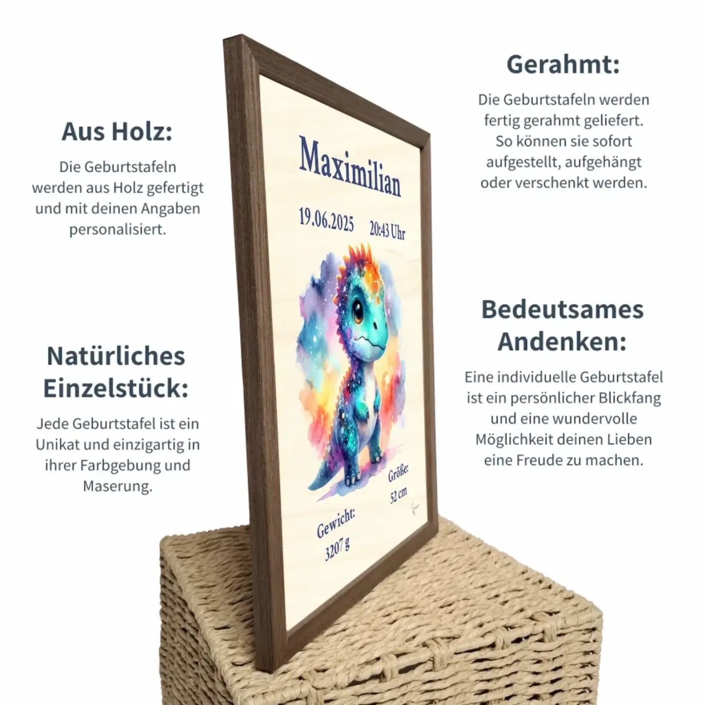 personalisierte Geburtstafel Holz