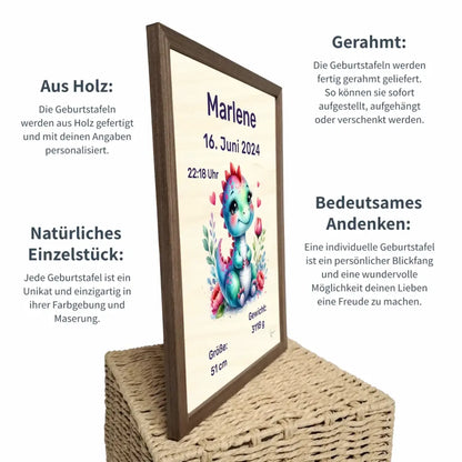 personalisierte Geburtstafel Holz