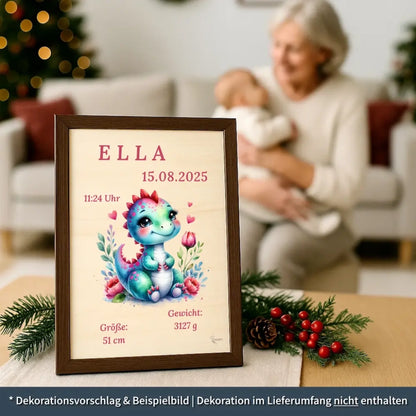 personalisierte Geburtstafel Holz - personalisiertes Weihnachtsgeschenk für Babys