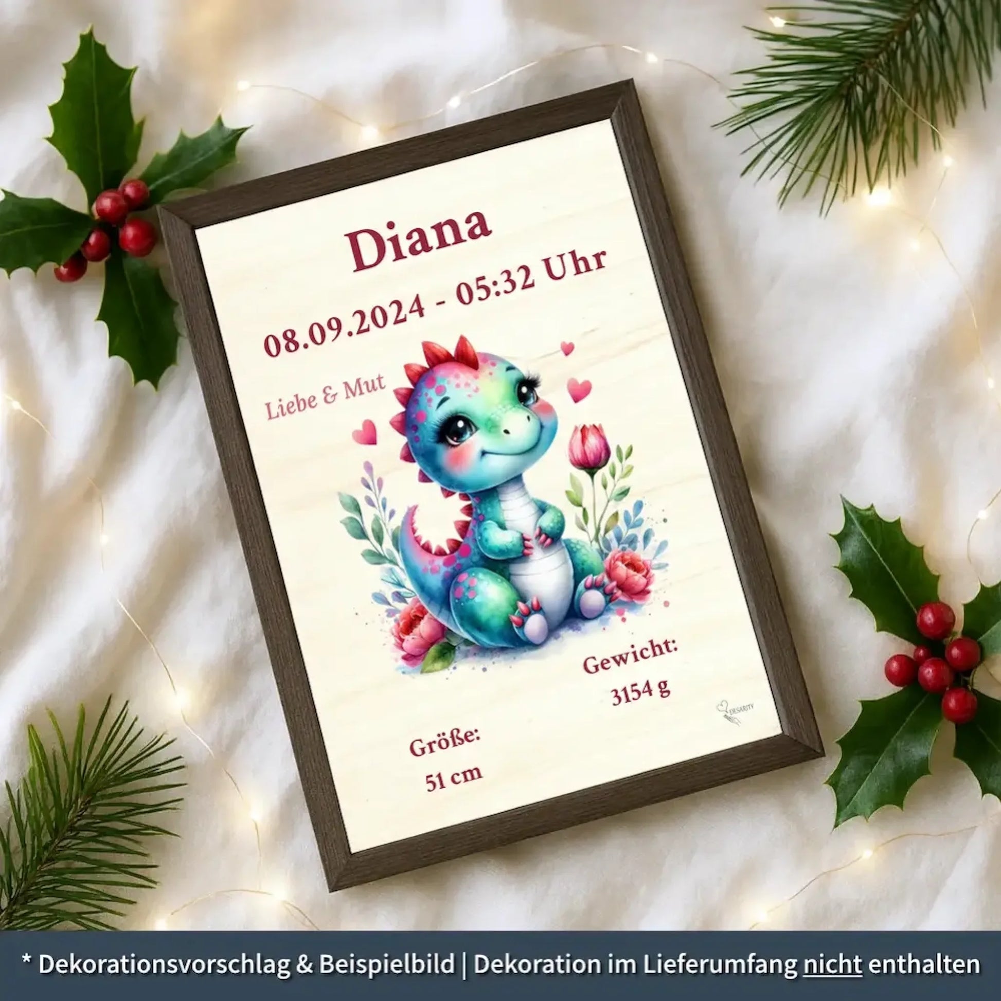 personalisierte Geburtstafel Holz - personalisiertes Weihnachtsgeschenk für Babys