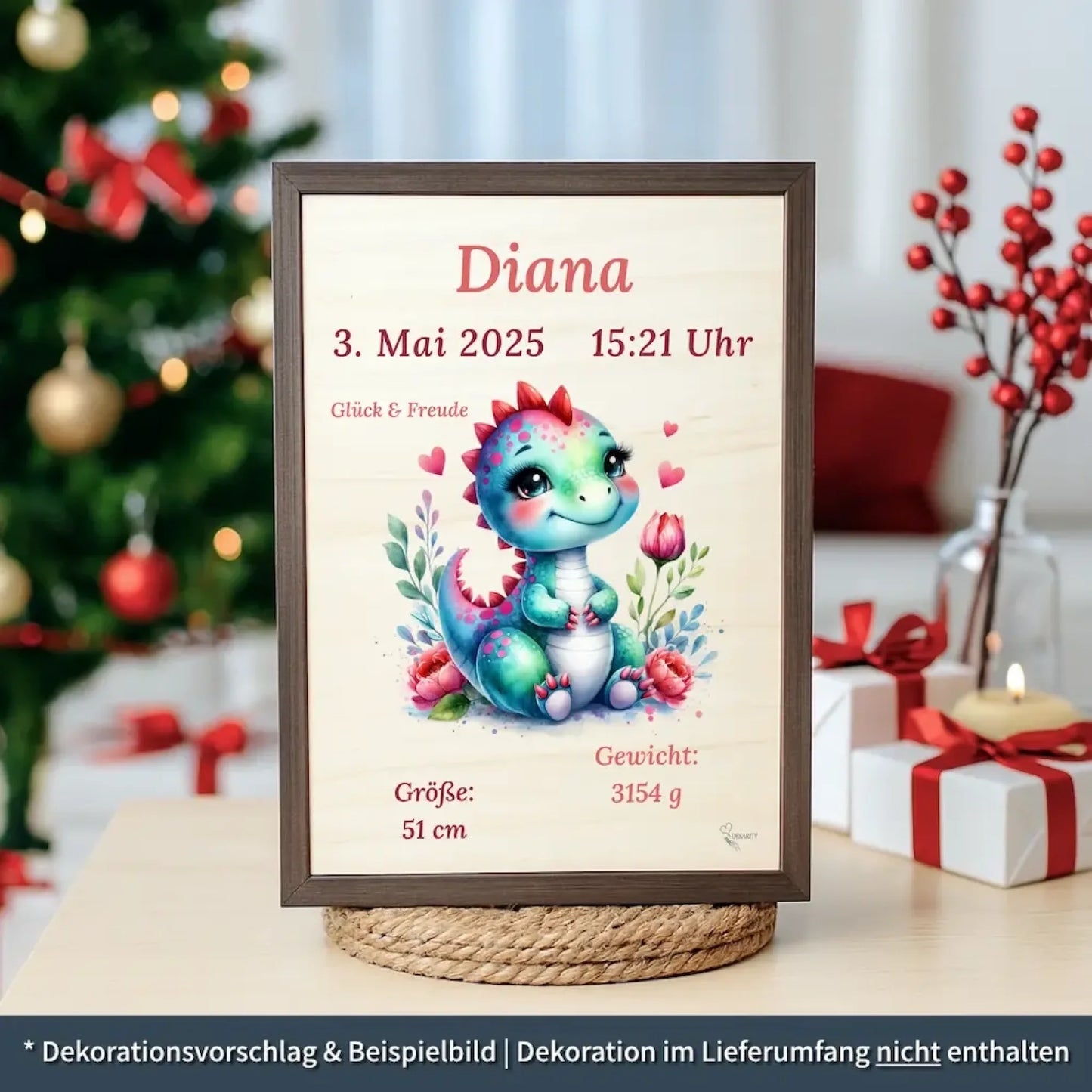 personalisierte Geburtstafel Holz - personalisiertes Weihnachtsgeschenk für Babys