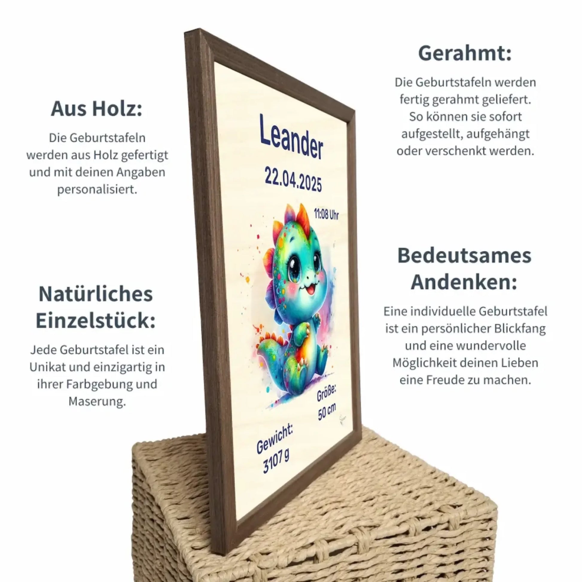 personalisierte Geburtstafel Holz