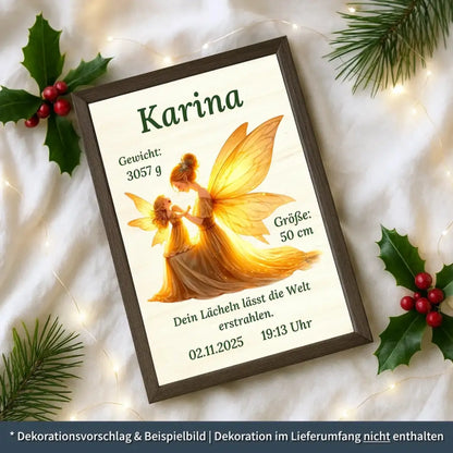 personalisierte Geburtstafel Holz - personalisiertes Weihnachtsgeschenk für Babys