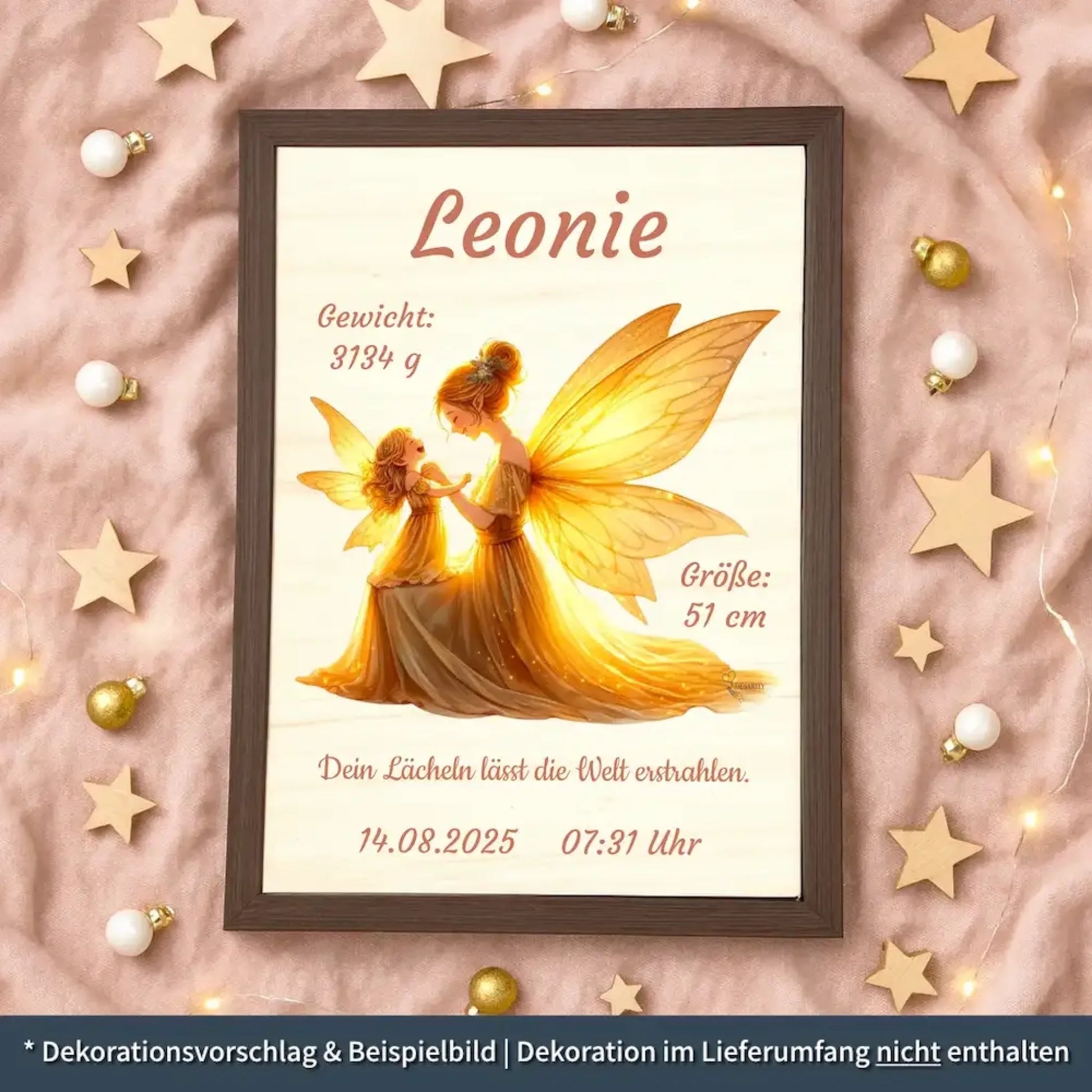 personalisierte Geburtstafel Holz - personalisiertes Weihnachtsgeschenk für Babys