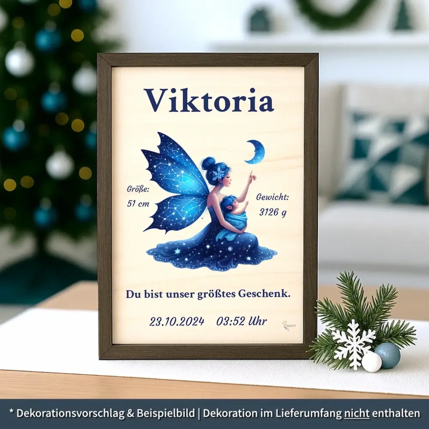 personalisierte Geburtstafel Holz - personalisiertes Weihnachtsgeschenk für Babys