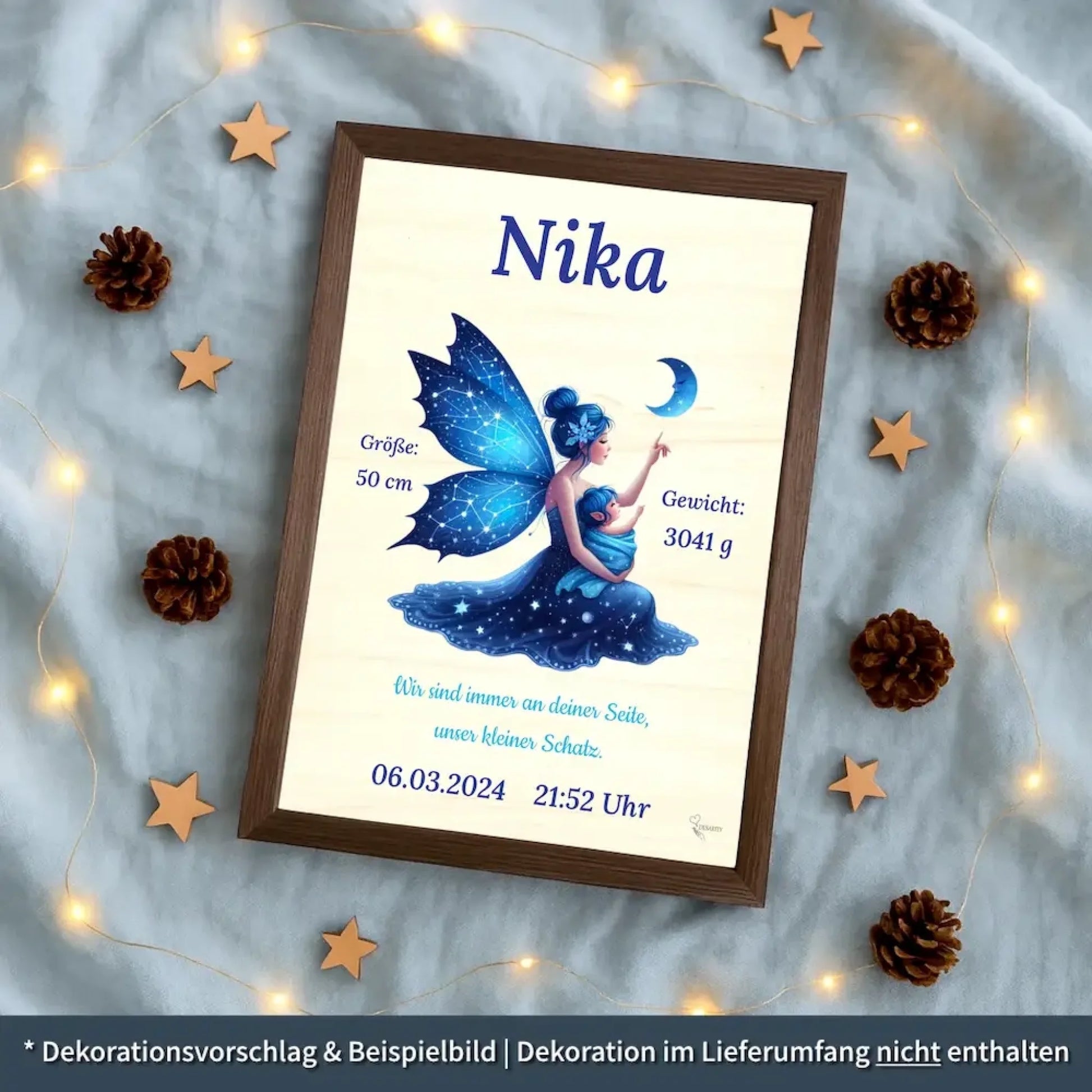 personalisierte Geburtstafel Holz - personalisiertes Weihnachtsgeschenk für Babys