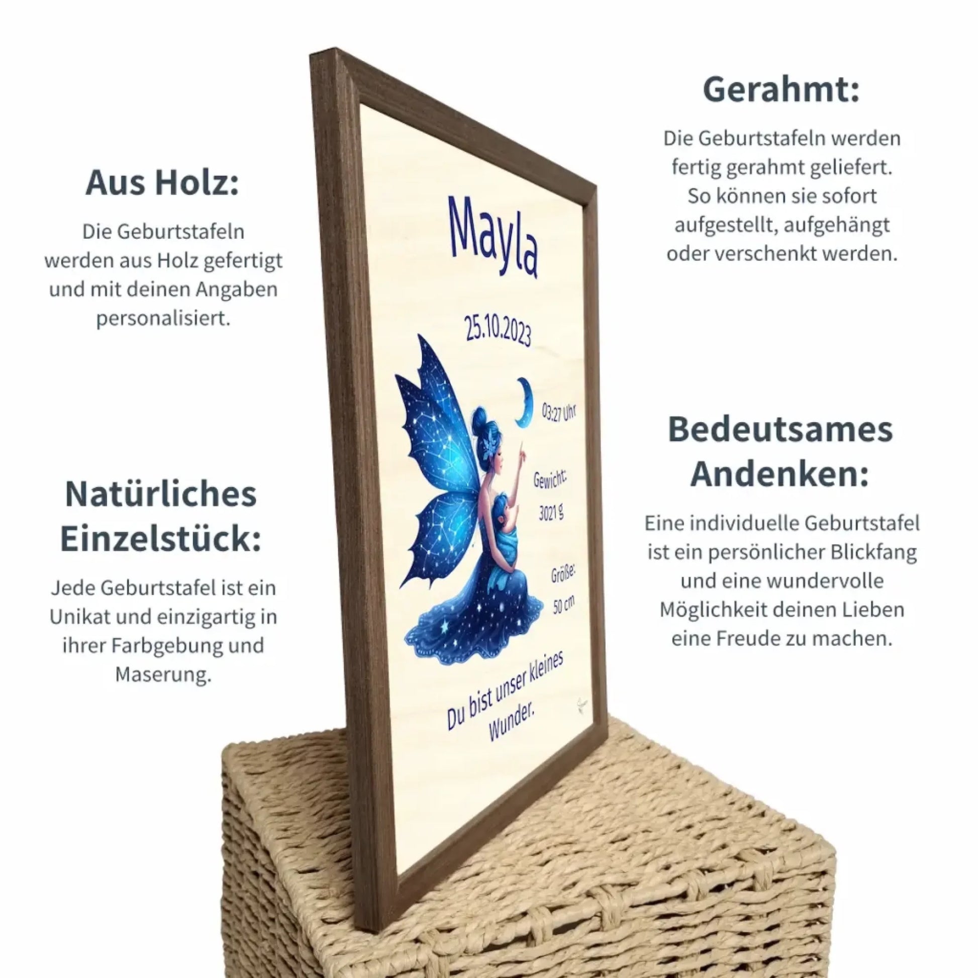 personalisierte Geburtstafel Holz