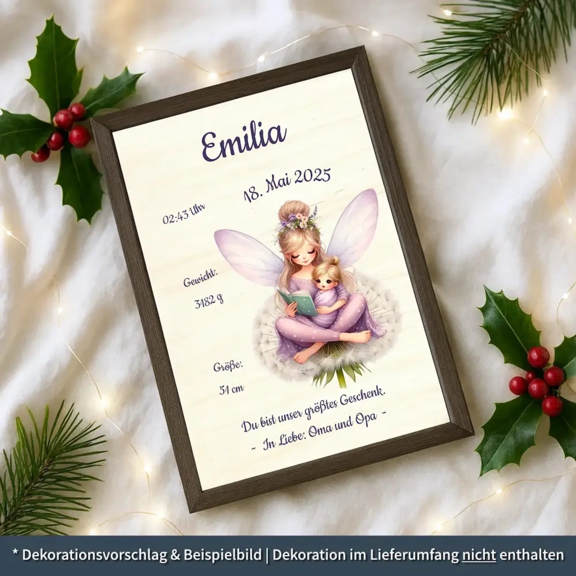 personalisierte Geburtstafel Holz - personalisiertes Weihnachtsgeschenk für Babys