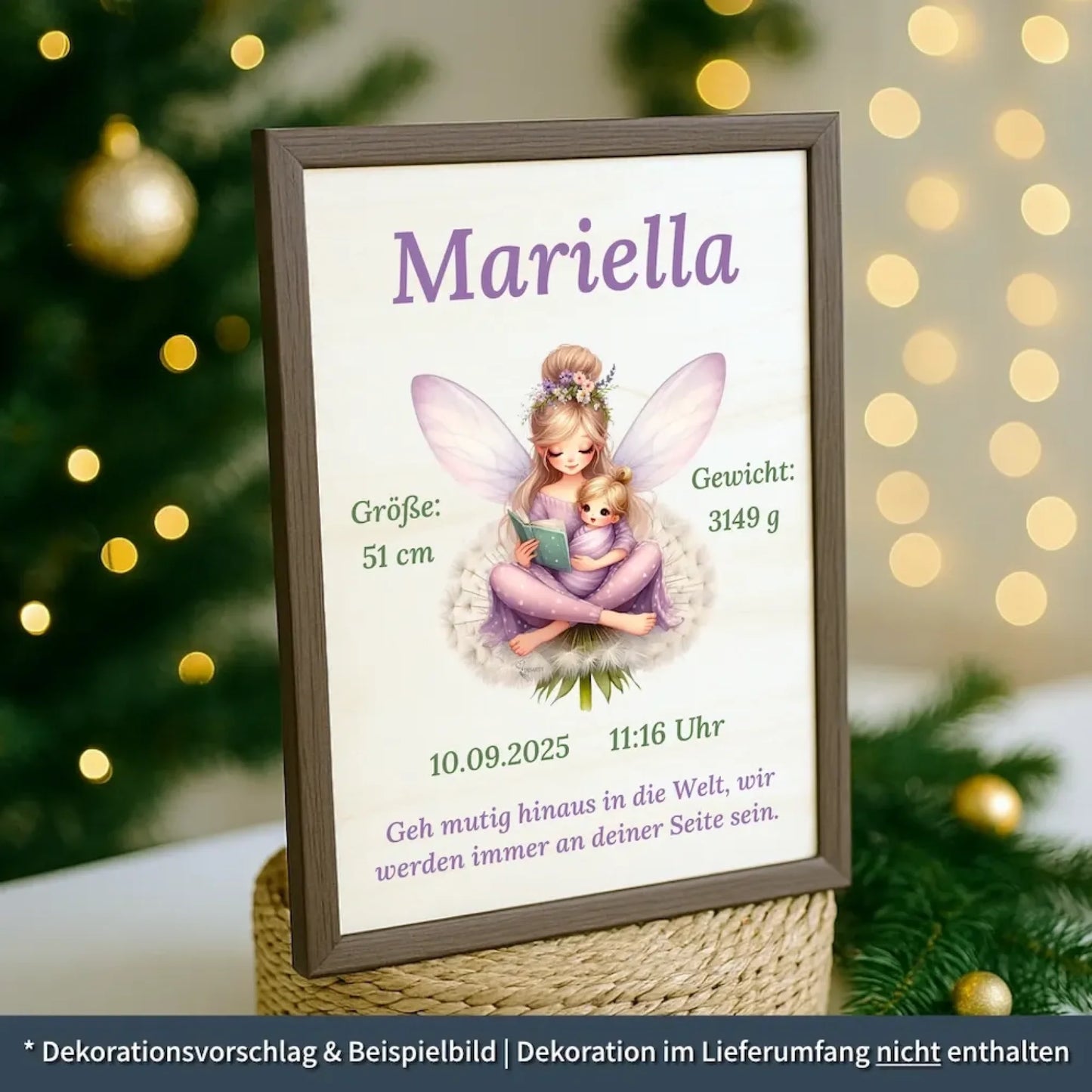 personalisierte Geburtstafel Holz - personalisiertes Weihnachtsgeschenk für Babys