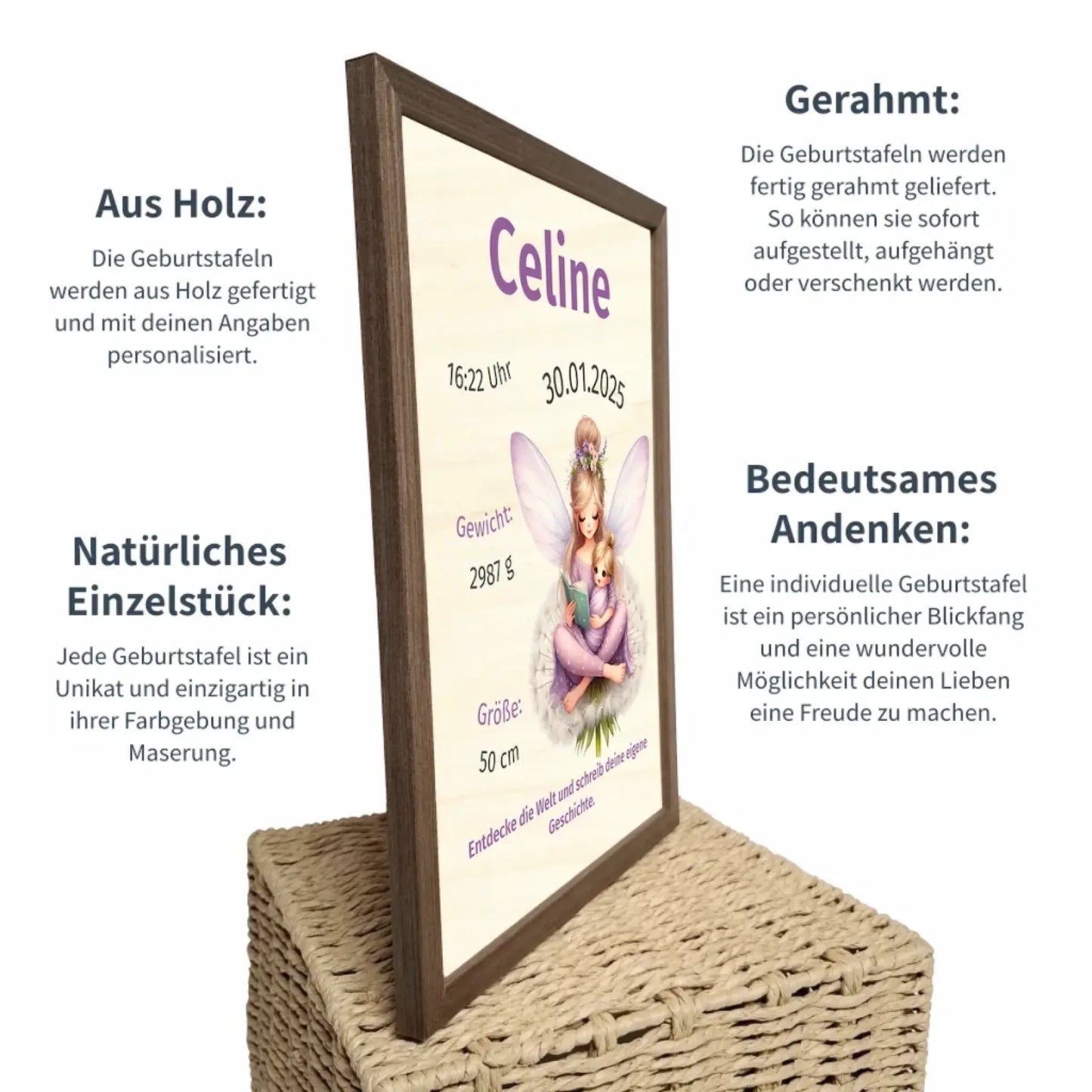 personalisierte Geburtstafel Holz