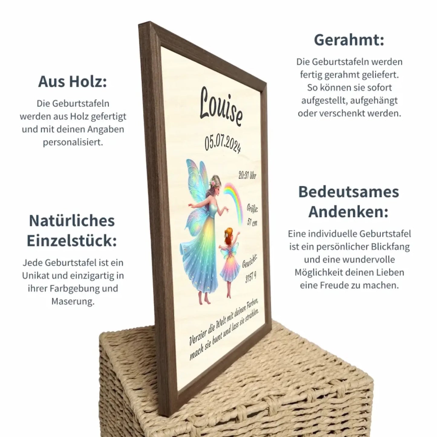 personalisierte Geburtstafel Holz