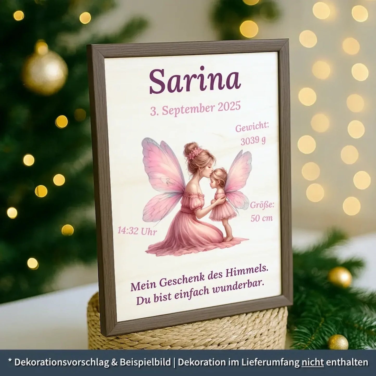 personalisierte Geburtstafel Holz - personalisiertes Weihnachtsgeschenk für Babys