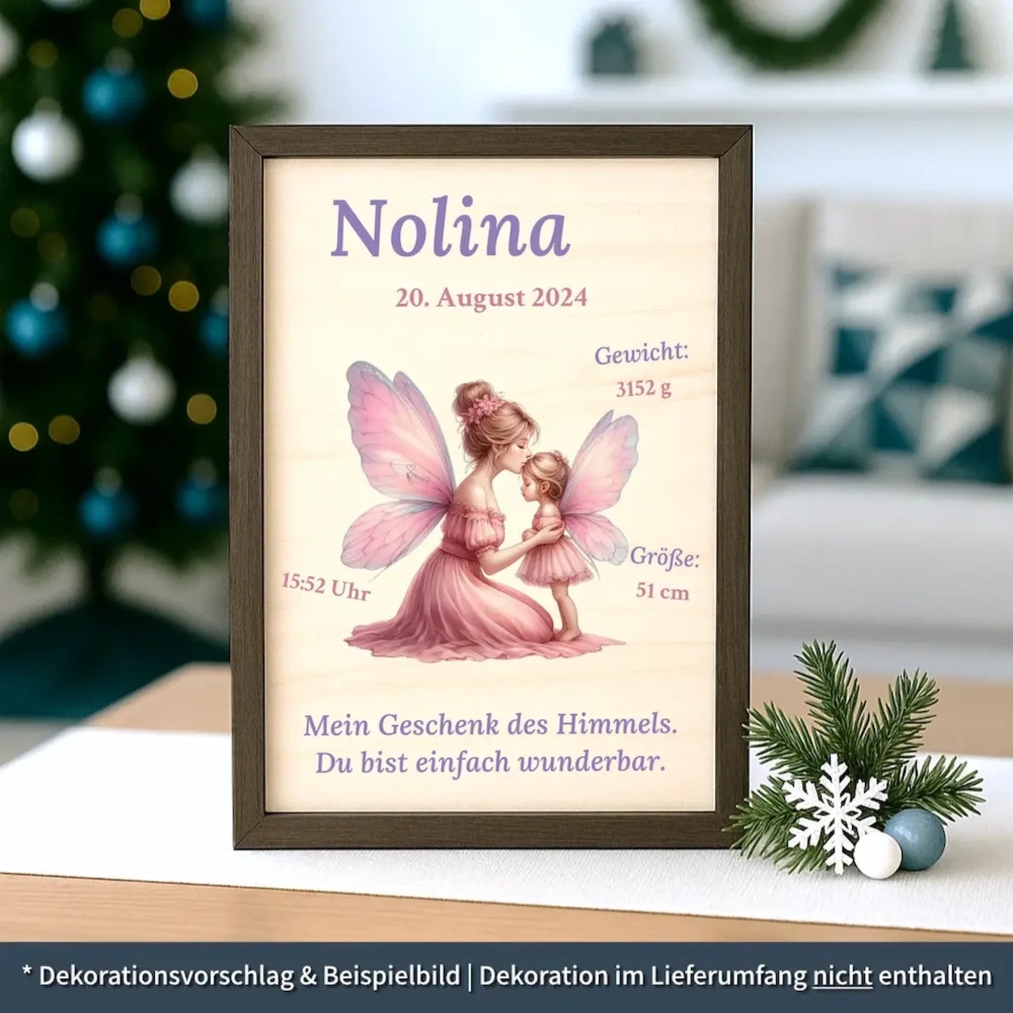 personalisierte Geburtstafel Holz - personalisiertes Weihnachtsgeschenk für Babys