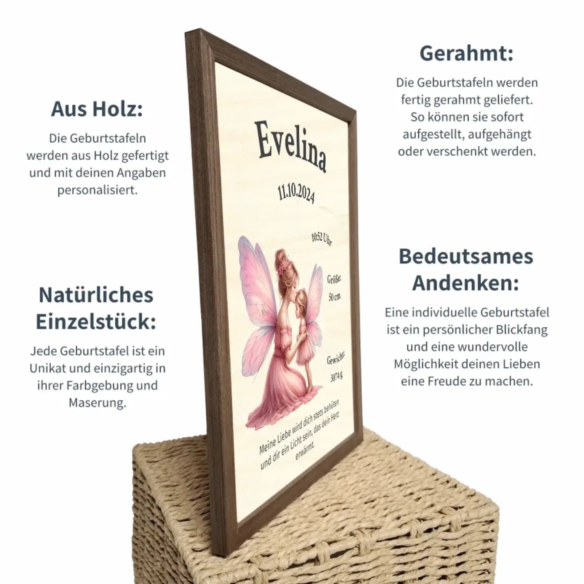 personalisierte Geburtstafel Holz