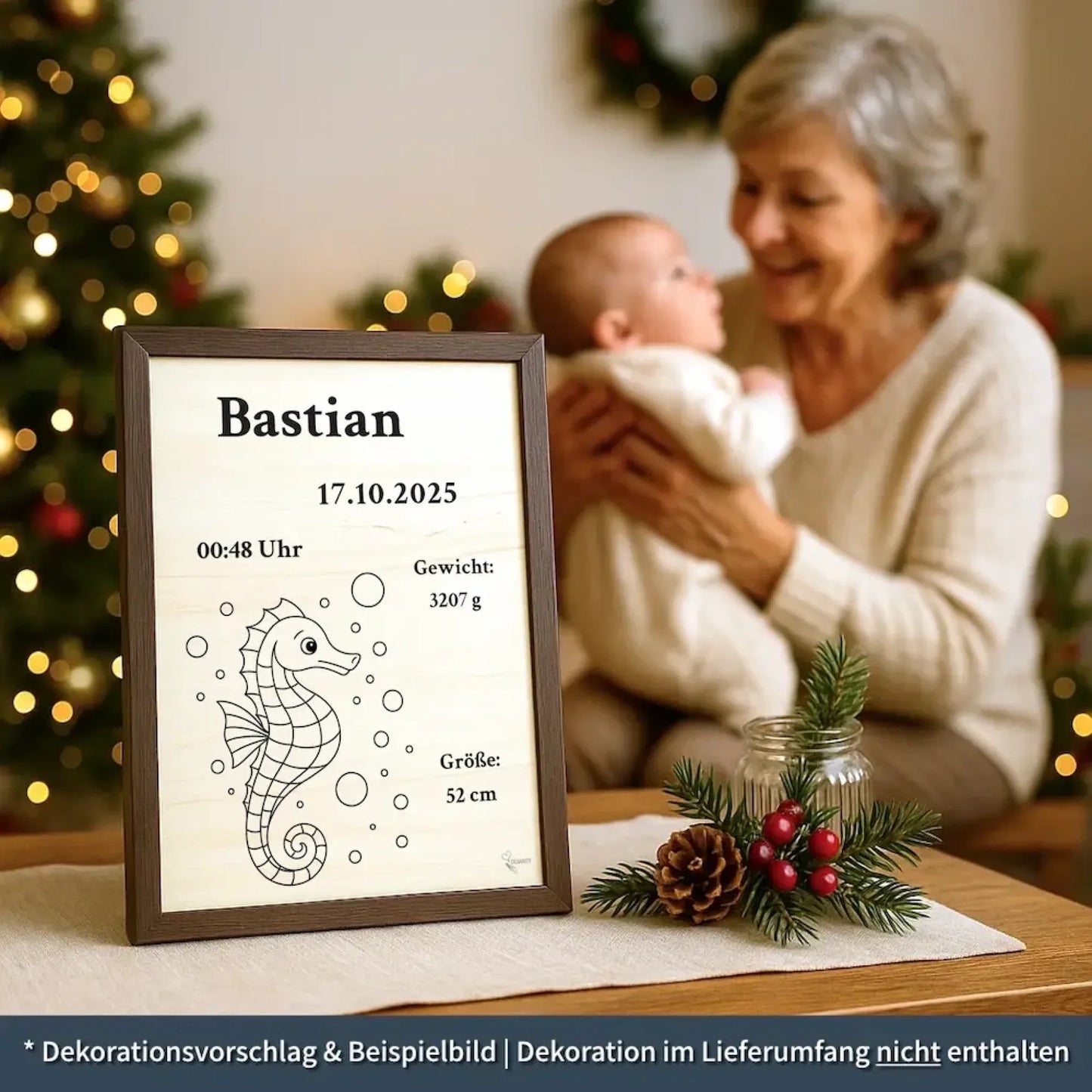 personalisierte Geburtstafel Holz - personalisiertes Weihnachtsgeschenk für Babys