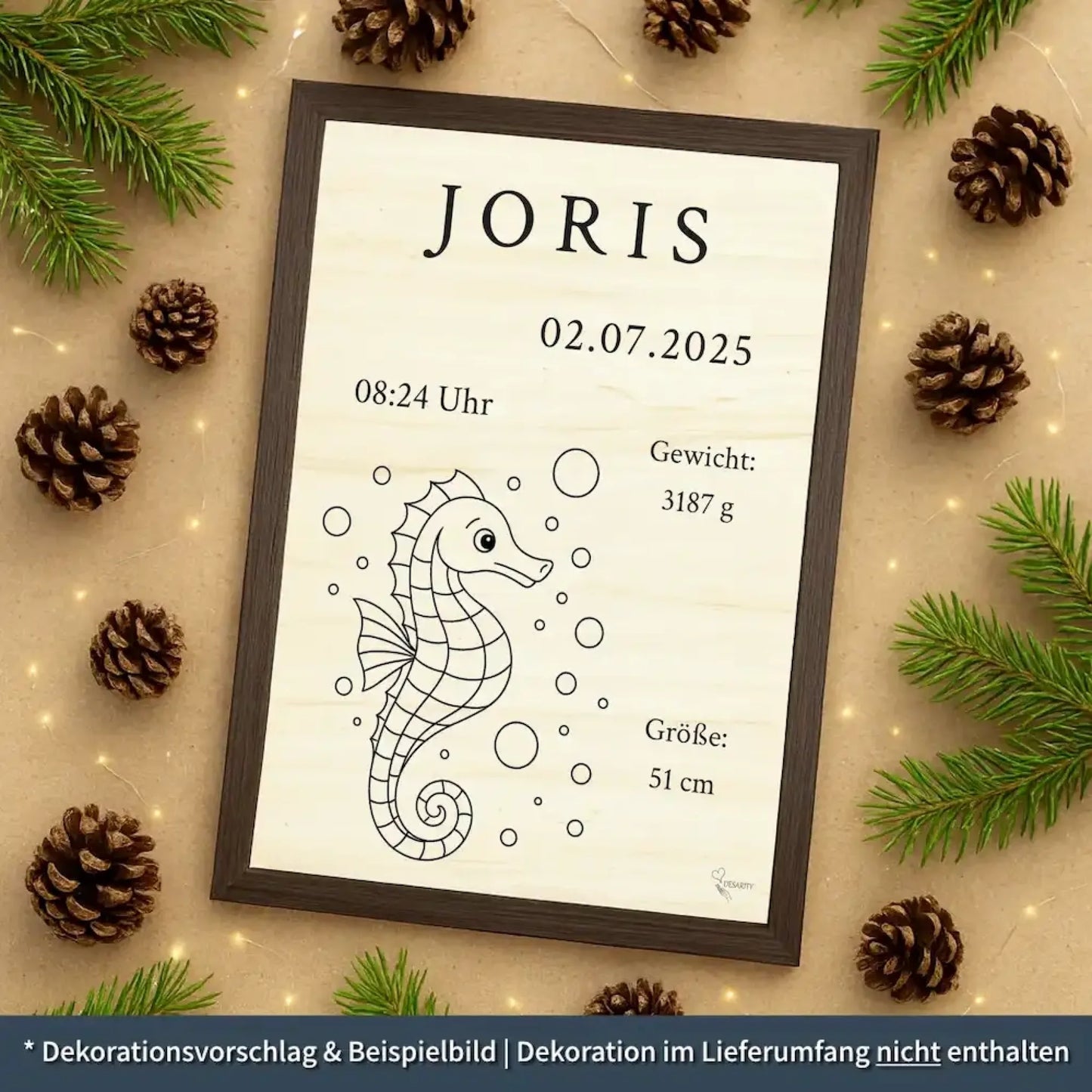 personalisierte Geburtstafel Holz - personalisiertes Weihnachtsgeschenk für Babys