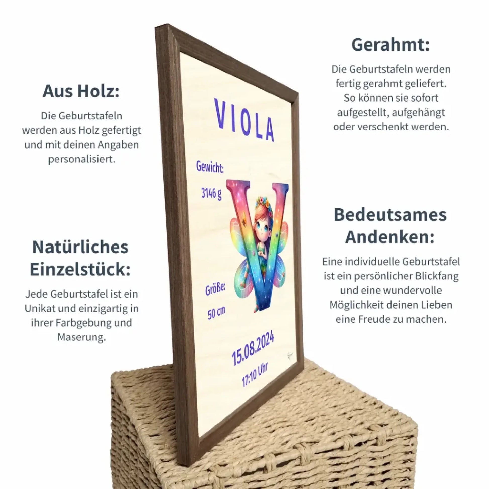 personalisierte Geburtstafel Holz