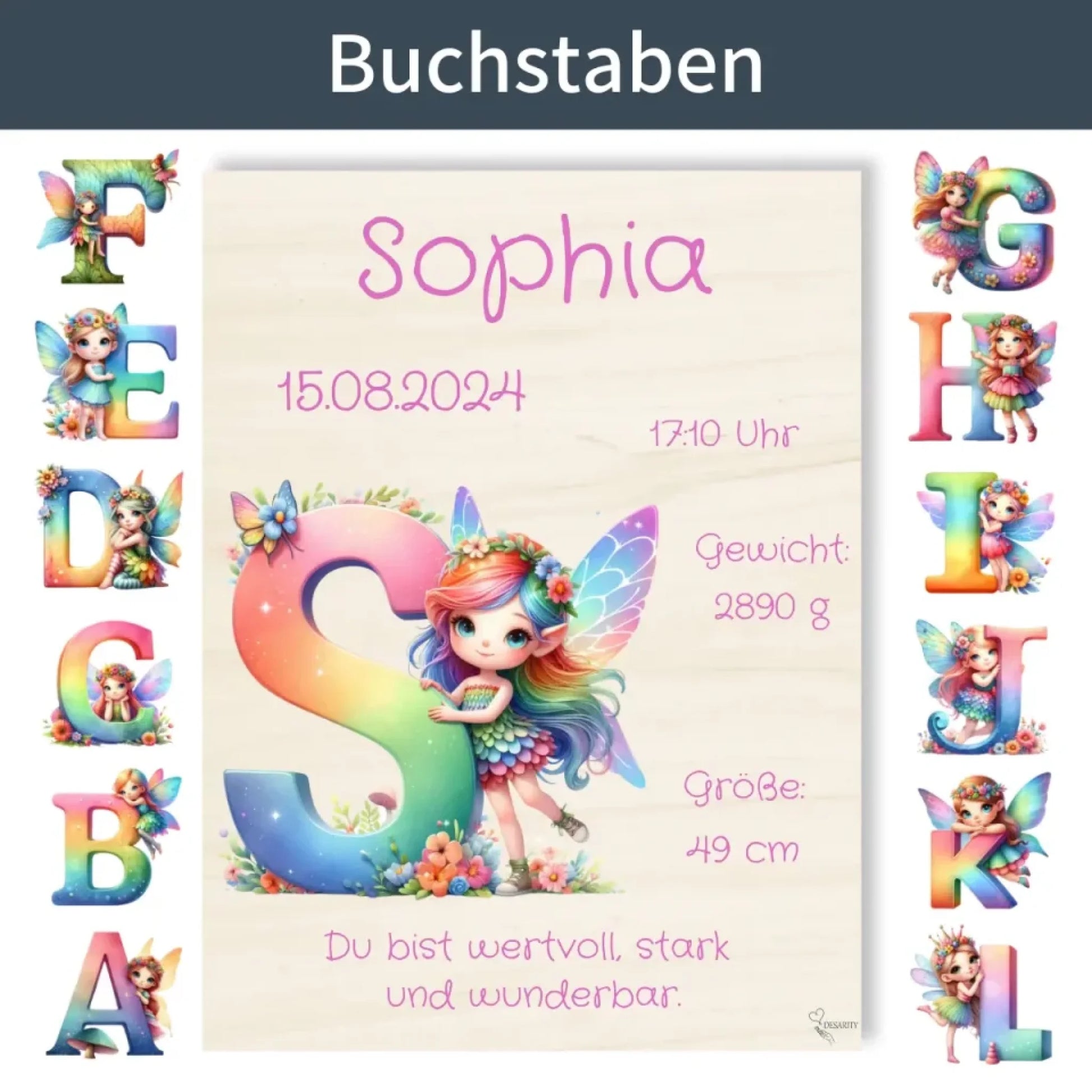 personalisierte Geburtstafel Holz