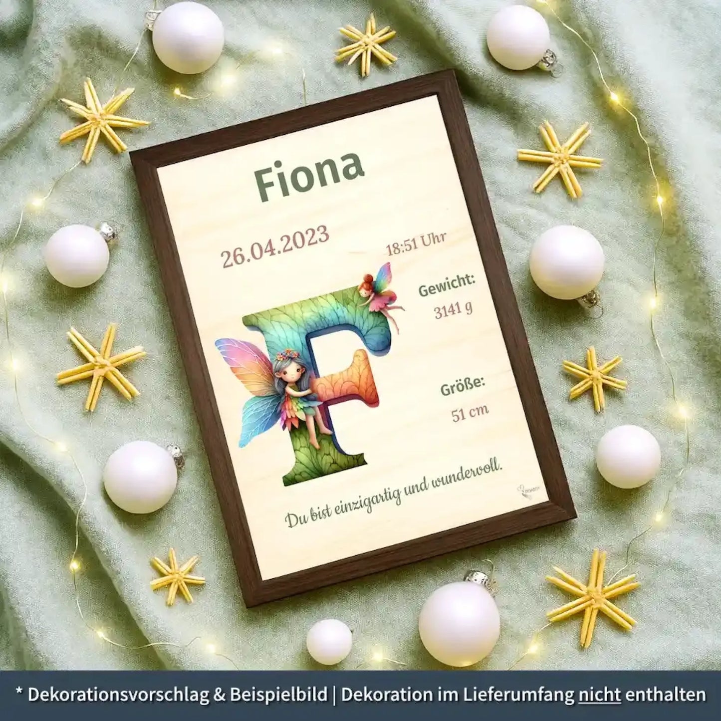 personalisierte Geburtstafel Holz - personalisiertes Weihnachtsgeschenk für Babys