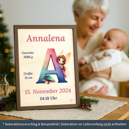 personalisierte Geburtstafel Holz - personalisiertes Weihnachtsgeschenk für Babys