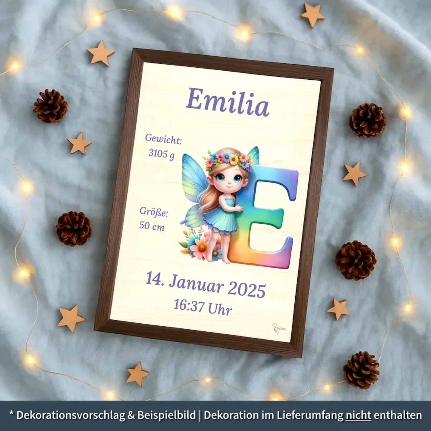 personalisierte Geburtstafel Holz - personalisiertes Weihnachtsgeschenk für Babys