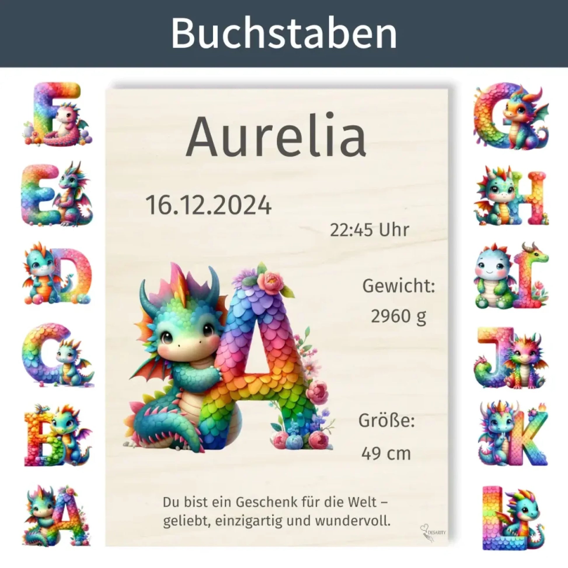 personalisierte Geburtstafel Holz