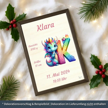 personalisierte Geburtstafel Holz - personalisiertes Weihnachtsgeschenk für Babys