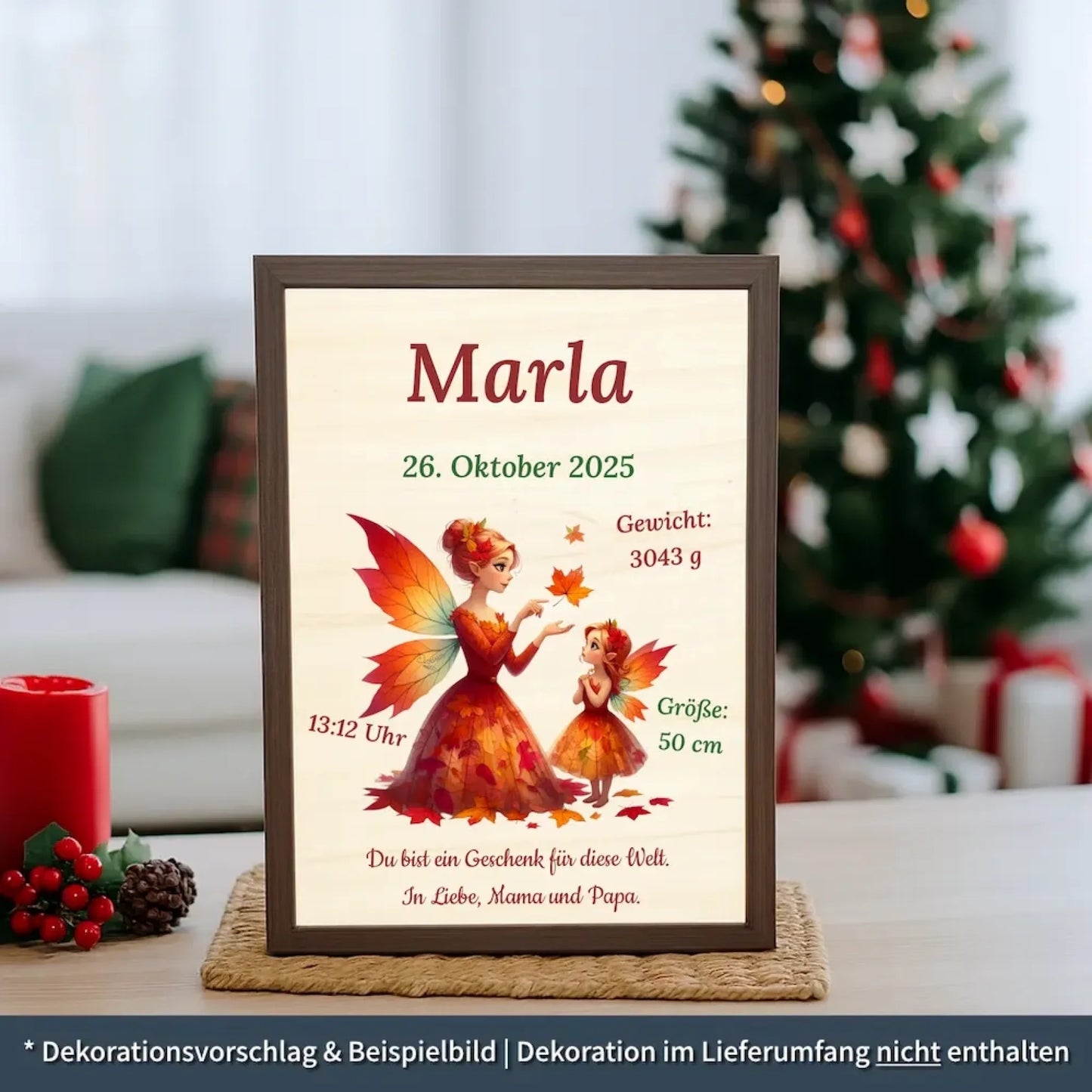 personalisierte Geburtstafel Holz - personalisiertes Weihnachtsgeschenk für Babys