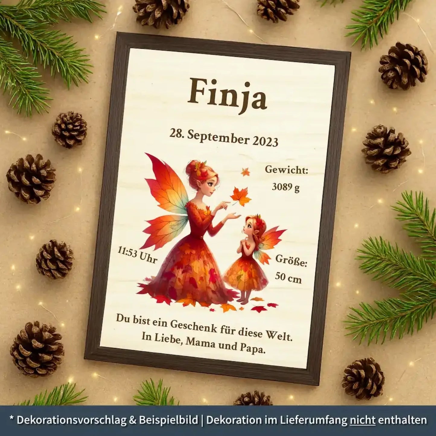 personalisierte Geburtstafel Holz - personalisiertes Weihnachtsgeschenk für Babys