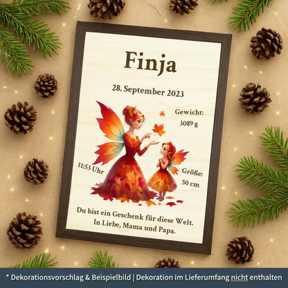 personalisierte Geburtstafel Holz - personalisiertes Weihnachtsgeschenk für Babys