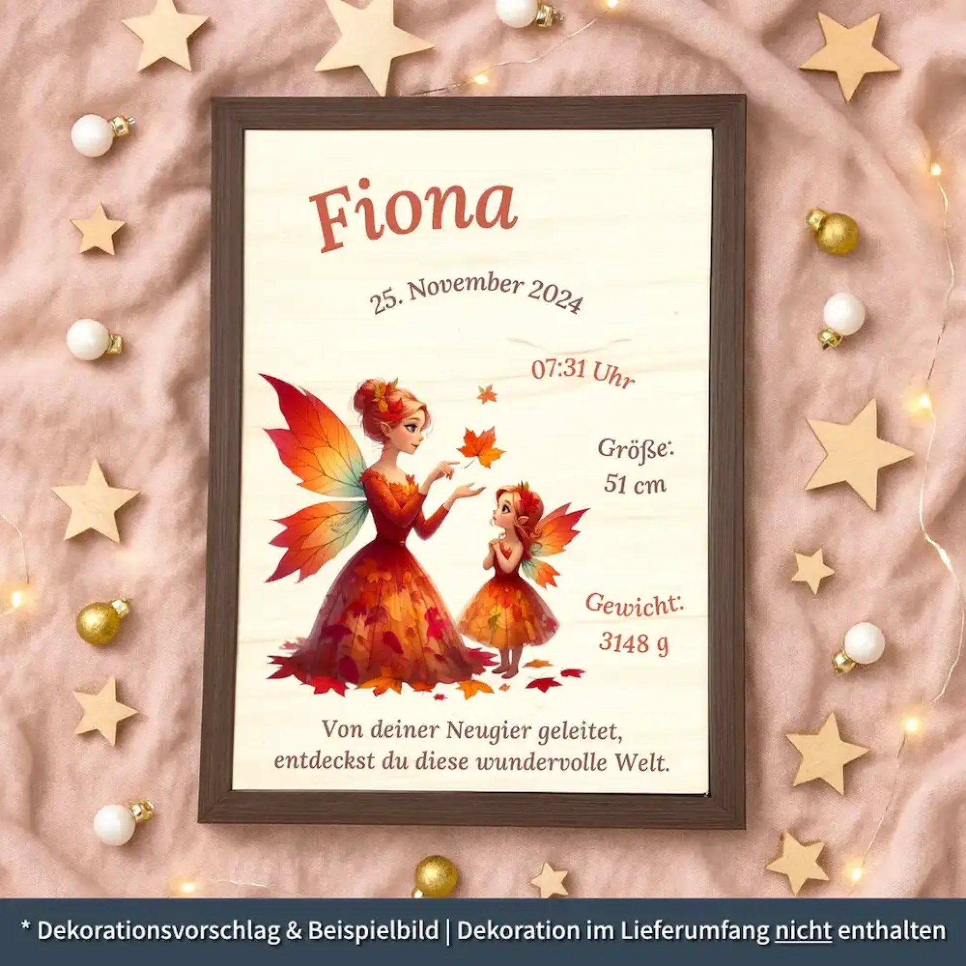 personalisierte Geburtstafel Holz - personalisiertes Weihnachtsgeschenk für Babys