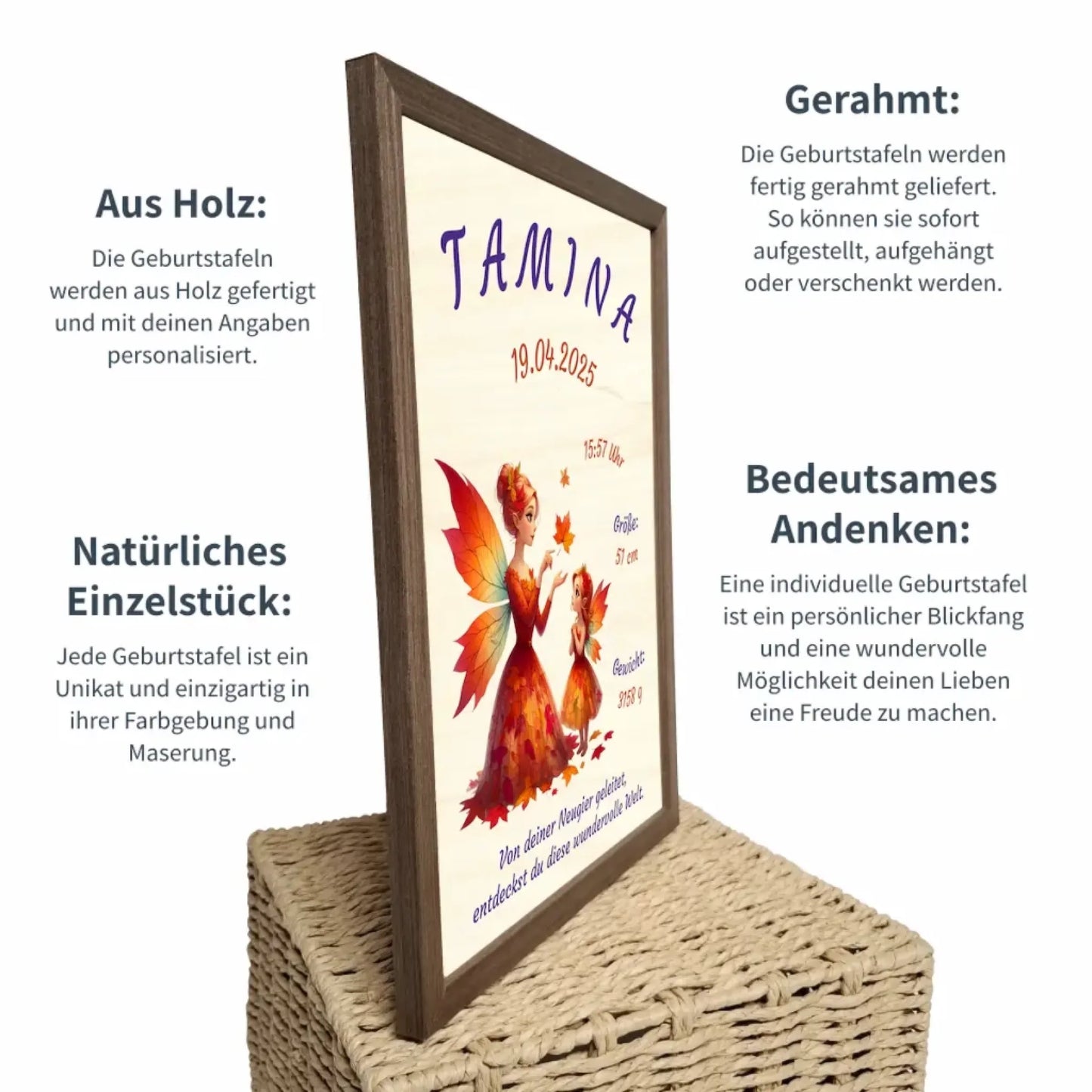 personalisierte Geburtstafel Holz