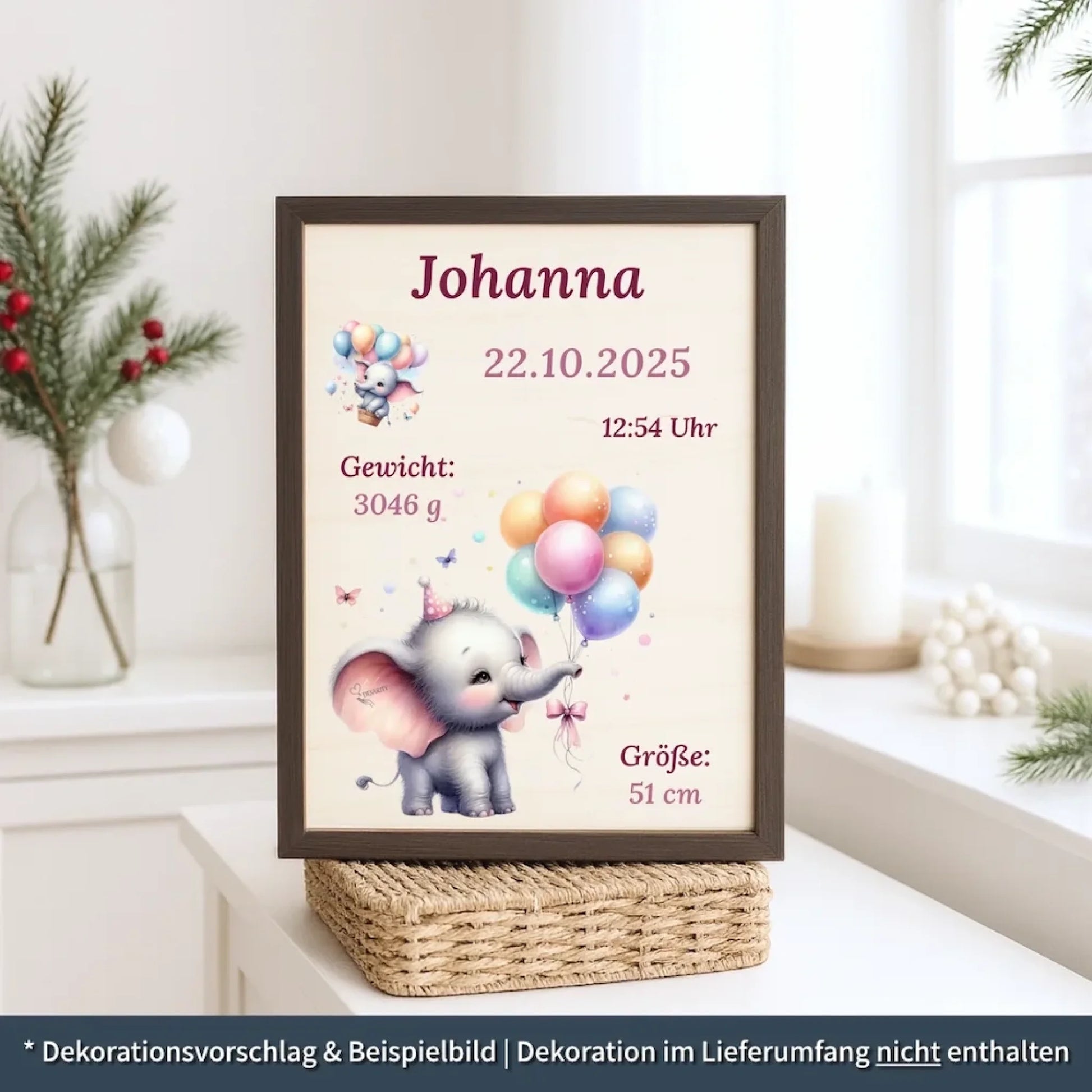 personalisierte Geburtstafel Holz - personalisiertes Weihnachtsgeschenk für Babys