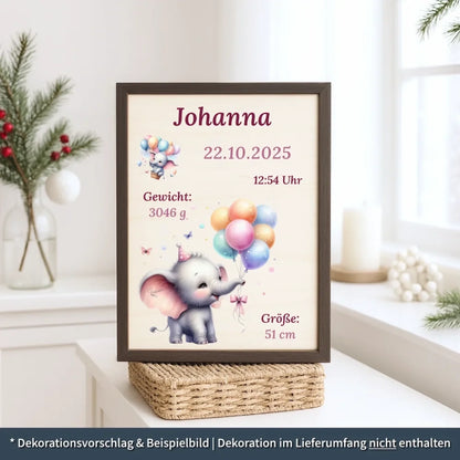 personalisierte Geburtstafel Holz - personalisiertes Weihnachtsgeschenk für Babys